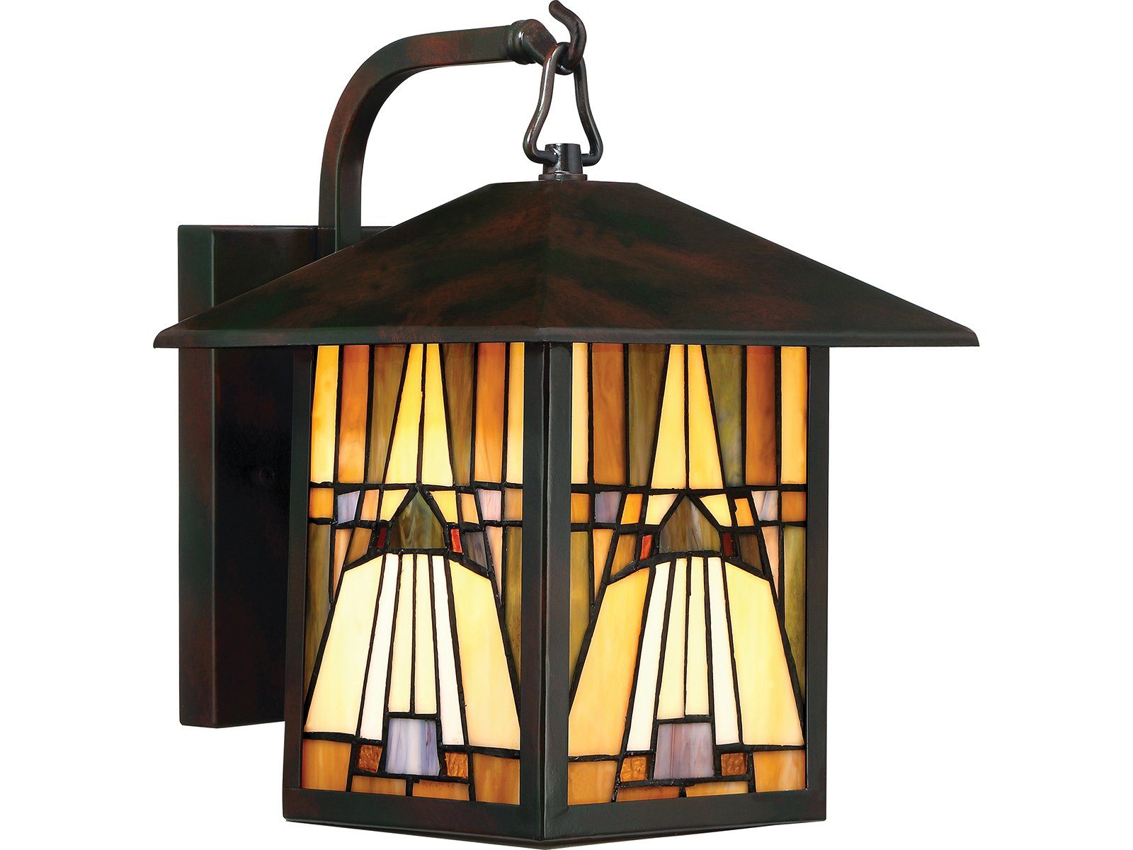 QUOIZEL LED AußenWandleuchte, LED wechselbar, warmweiß, Tiffany Lampe