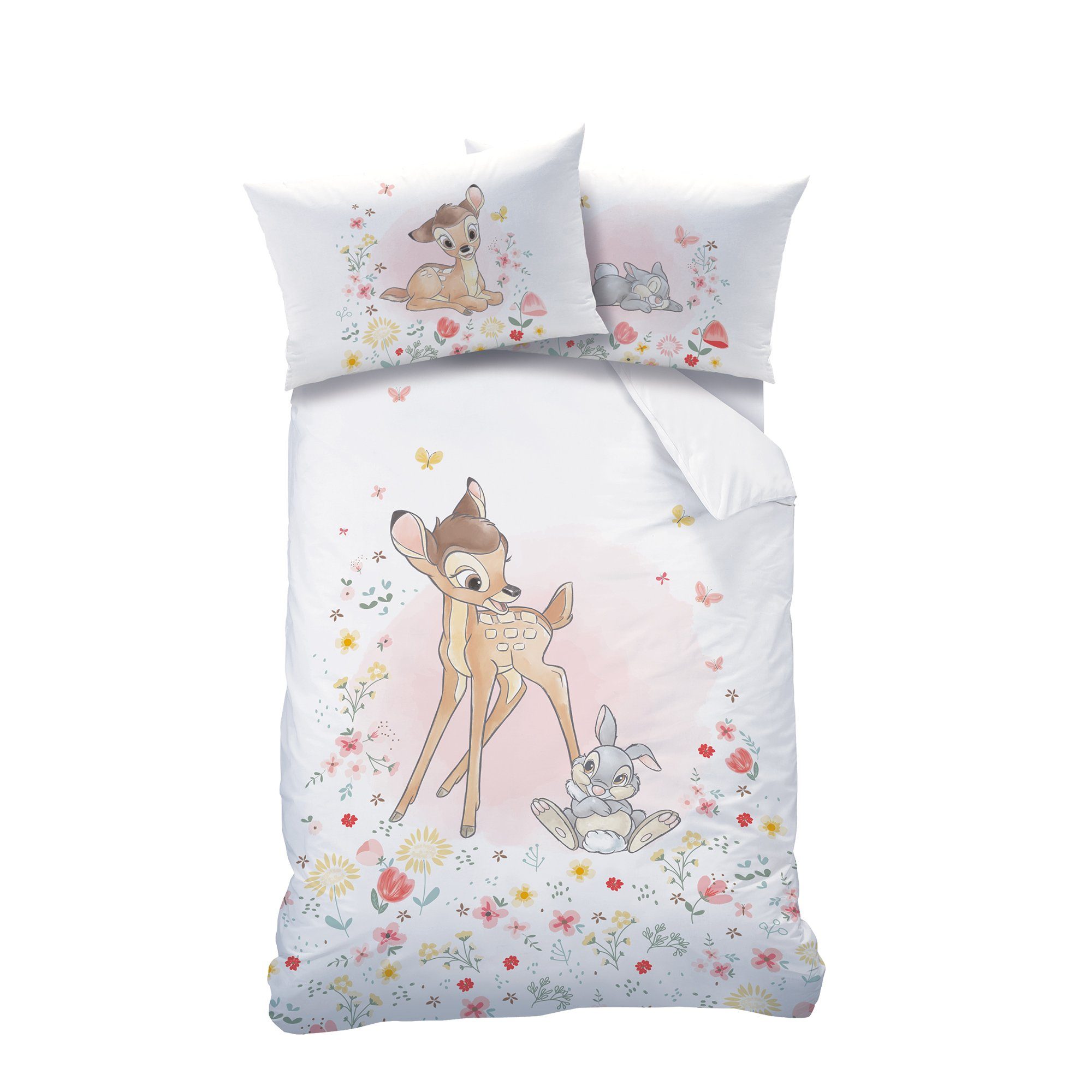 Babybettwäsche Baby Wende Bettwäsche Disney Bambi 100 x 135 cm 100% Baumwolle