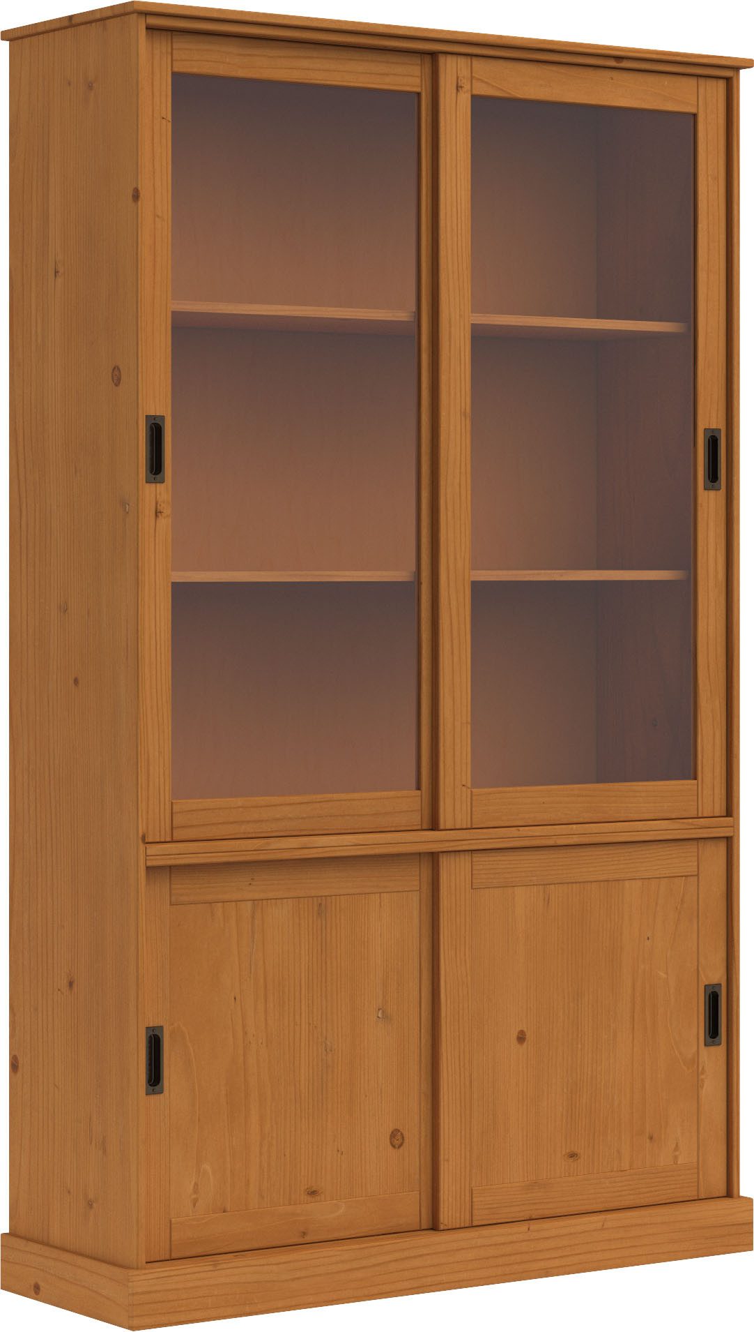 OTTO home Vitrine Schröder mit 2+2 Schiebetüren, aus massivem Kiefernholz, Breite 114 cm