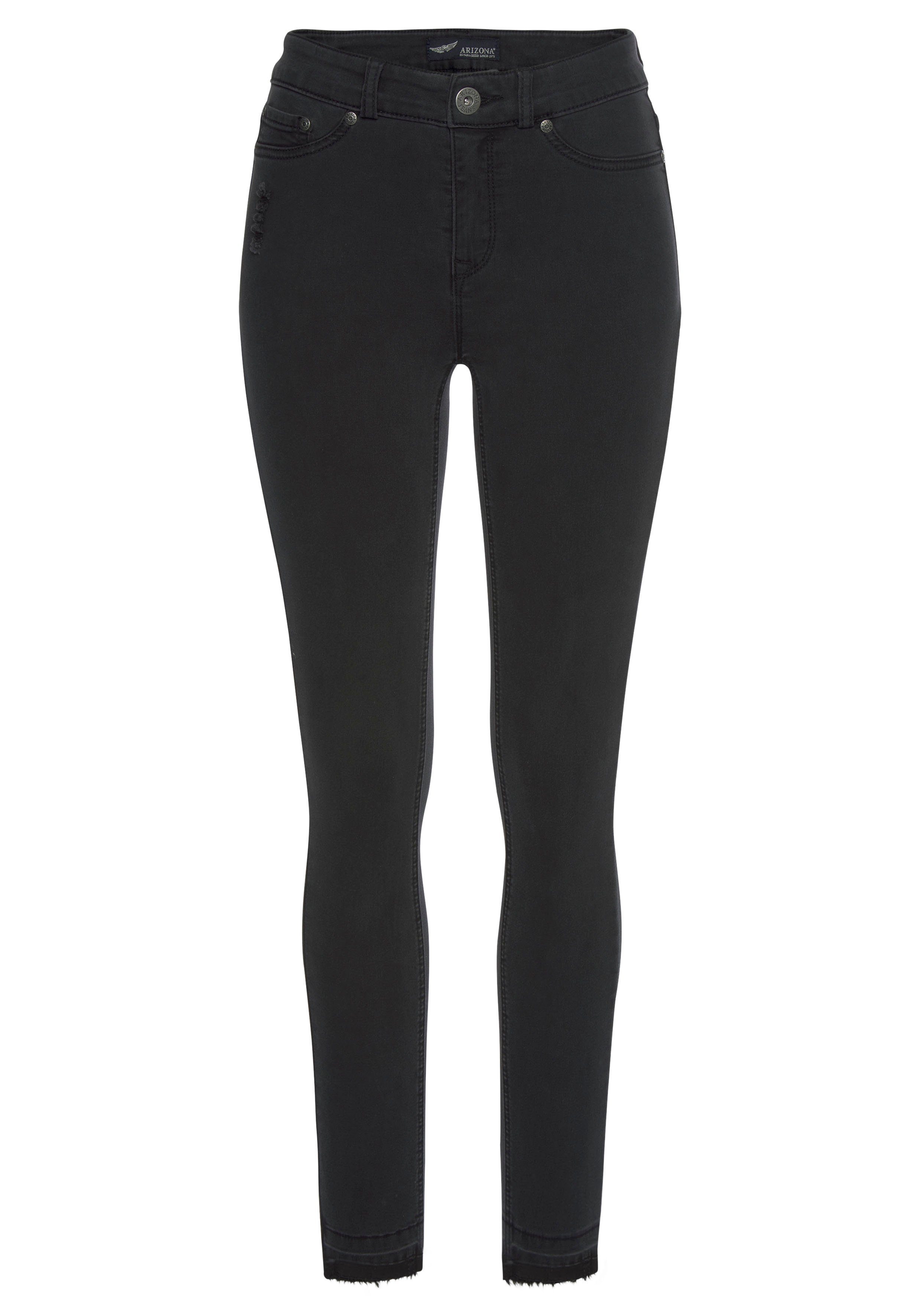 Arizona Skinny-fit-Jeans Ultra Waist High Saum dark-grey Stretch offenem mit