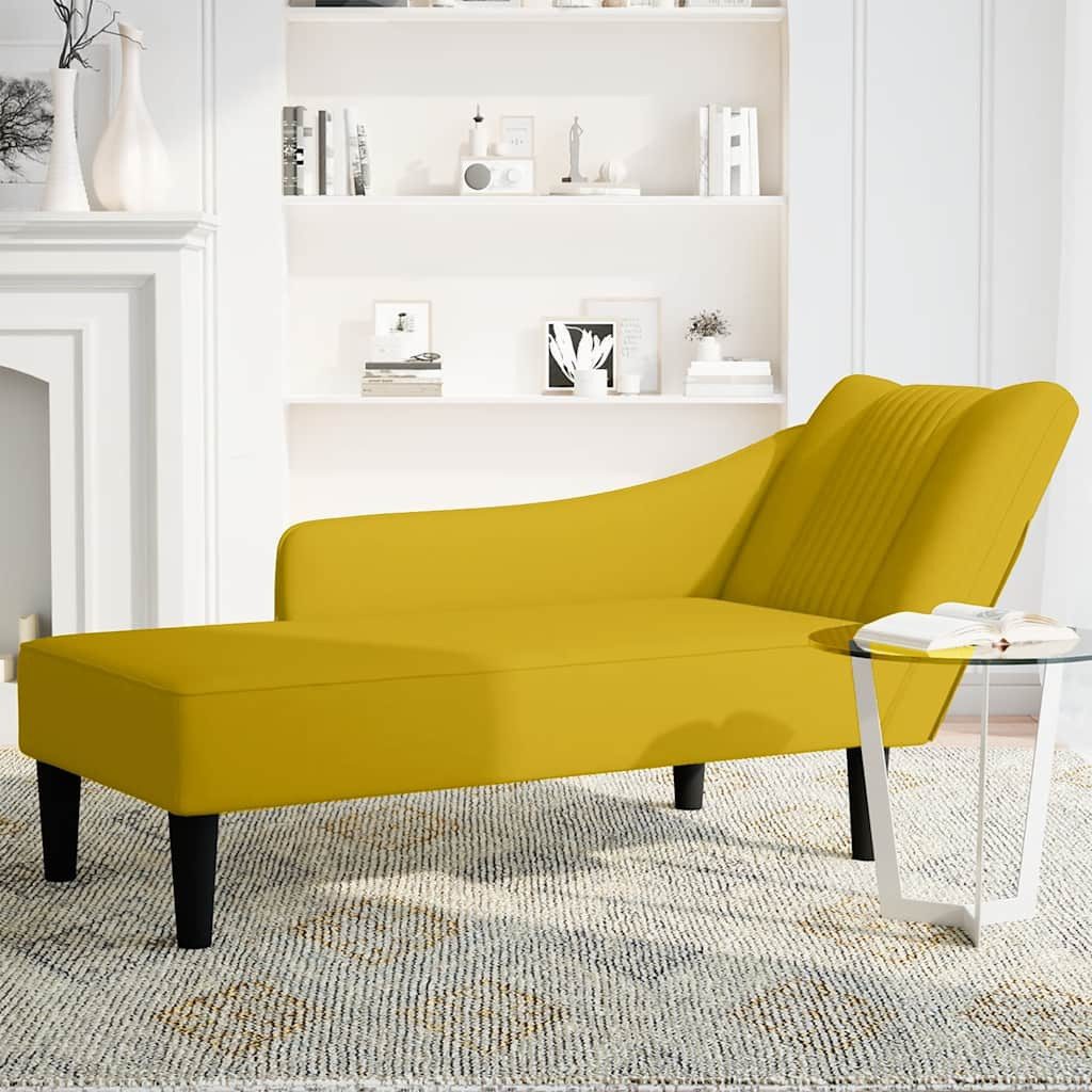vidaXL Chaiselongue Chaiselongue mit Rechter Armlehne Gelb Samt, 1 Teile
