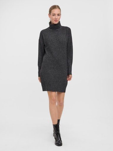 ROLLNECK Moda Strickkleid NOOS GA Vero LS Detail:MELANGE DRESS Black VMBRILLIANT