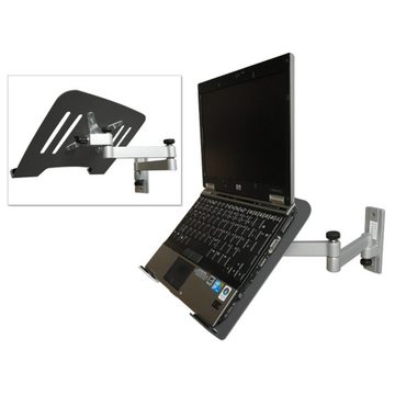 Drall Instruments L52S-IP3BK TV-Wandhalterung, (2-tlg., Laptop Wandhalter Halter silber mit Notebook Adapter Ablage schwarz)