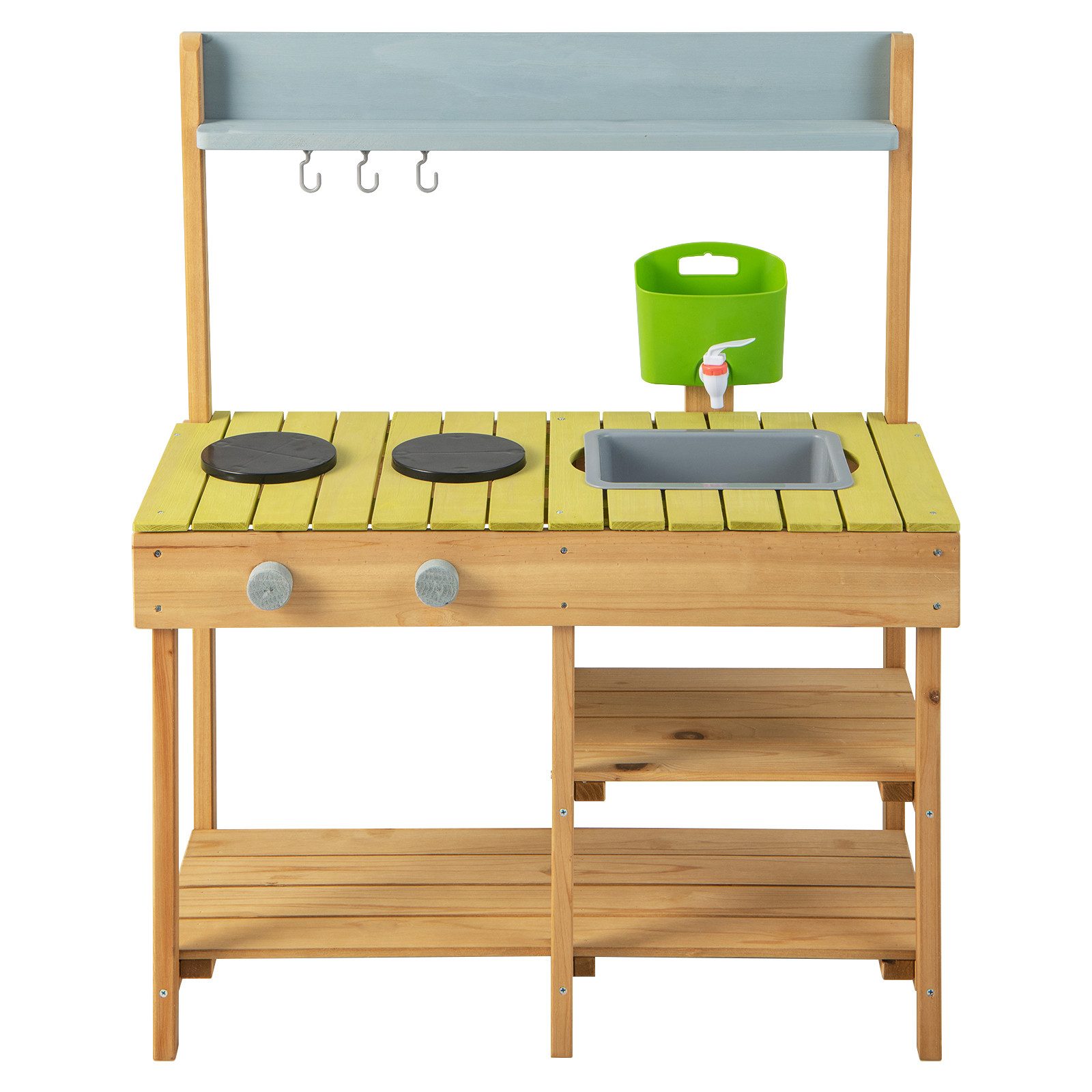 COSTWAY OutdoorSpielküche Kinderküche Holz, mit Stauraum, für Garten