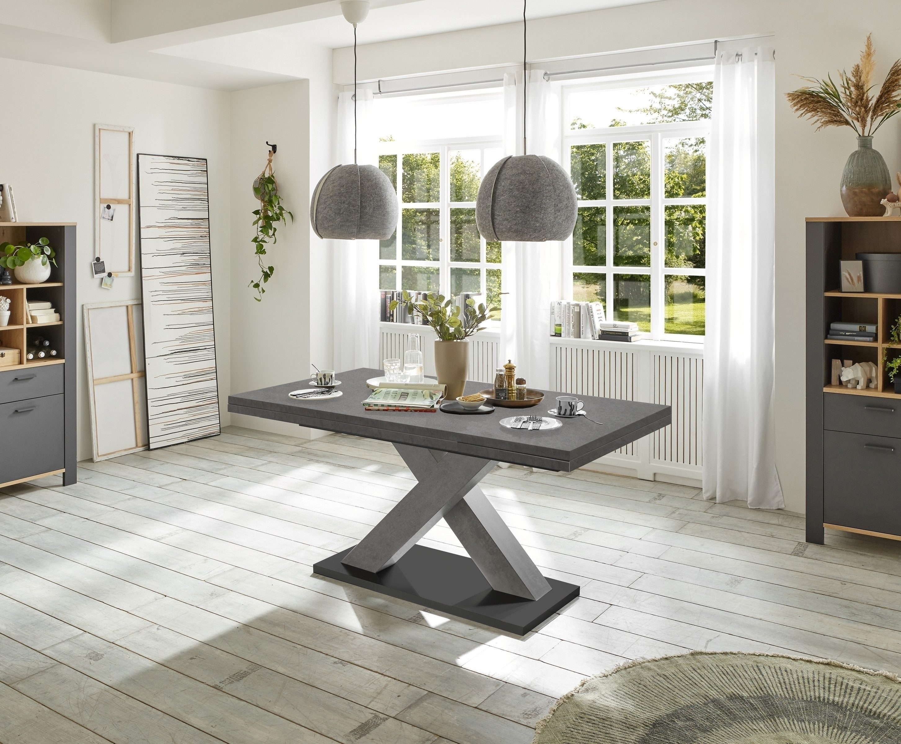 Mäusbacher Kulissentisch in graphit - 180x76x90cm (BxHxT)