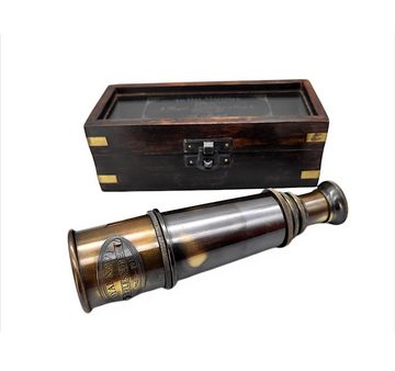 Linoows Dekoobjekt Fernrohr, Marine Teleskop, Altmessing Mono Okular, bronziertes Teleskop Fernrohr in einer antiken Holz Box