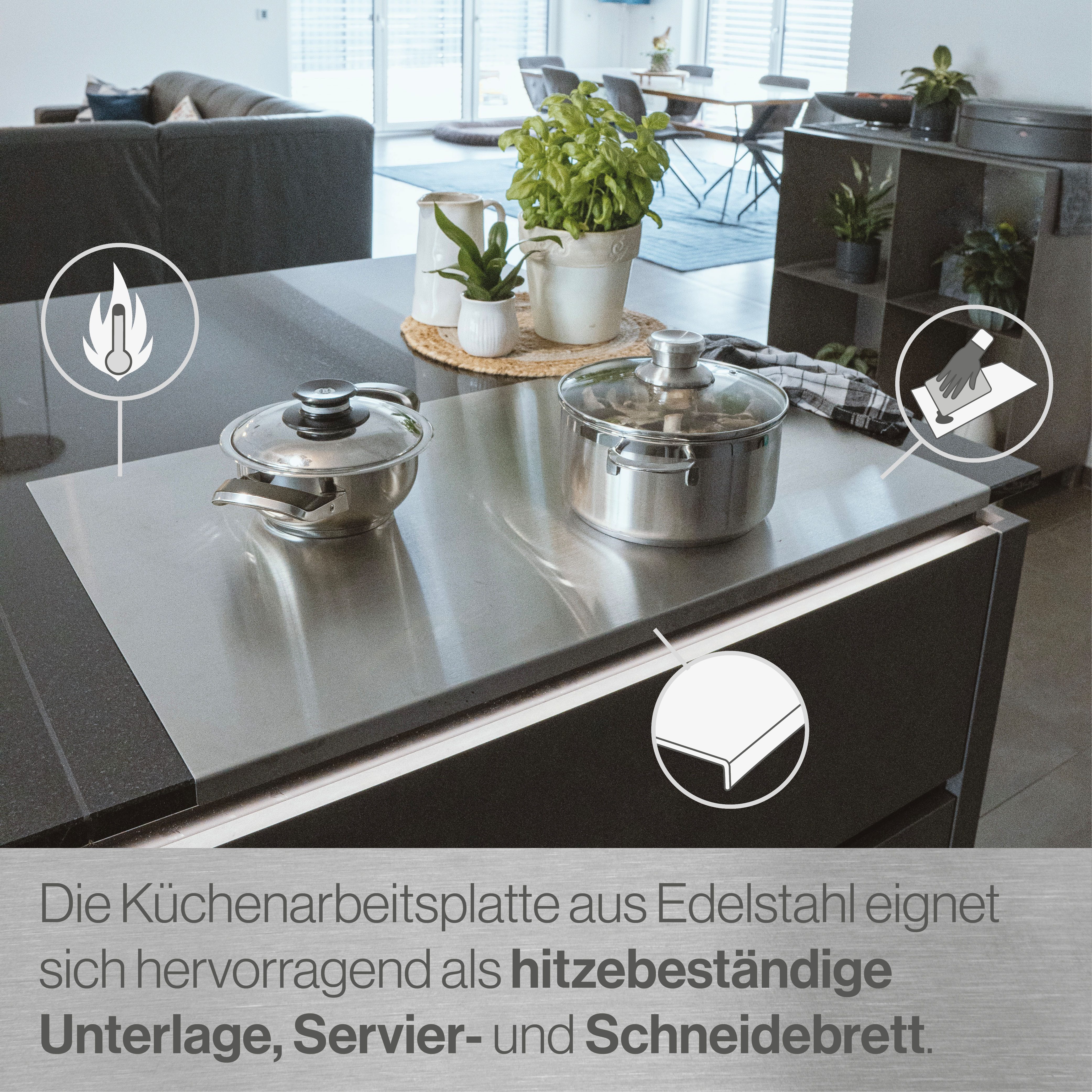 Feuerfest 123 GmbH Schneideunterlage Schneidebrett / Knetbrett aus Edelstahl - mit Anschlagkante, Für Kneten, Schneiden & Backen – 100 % Made in Germany – Bild 4 von 5