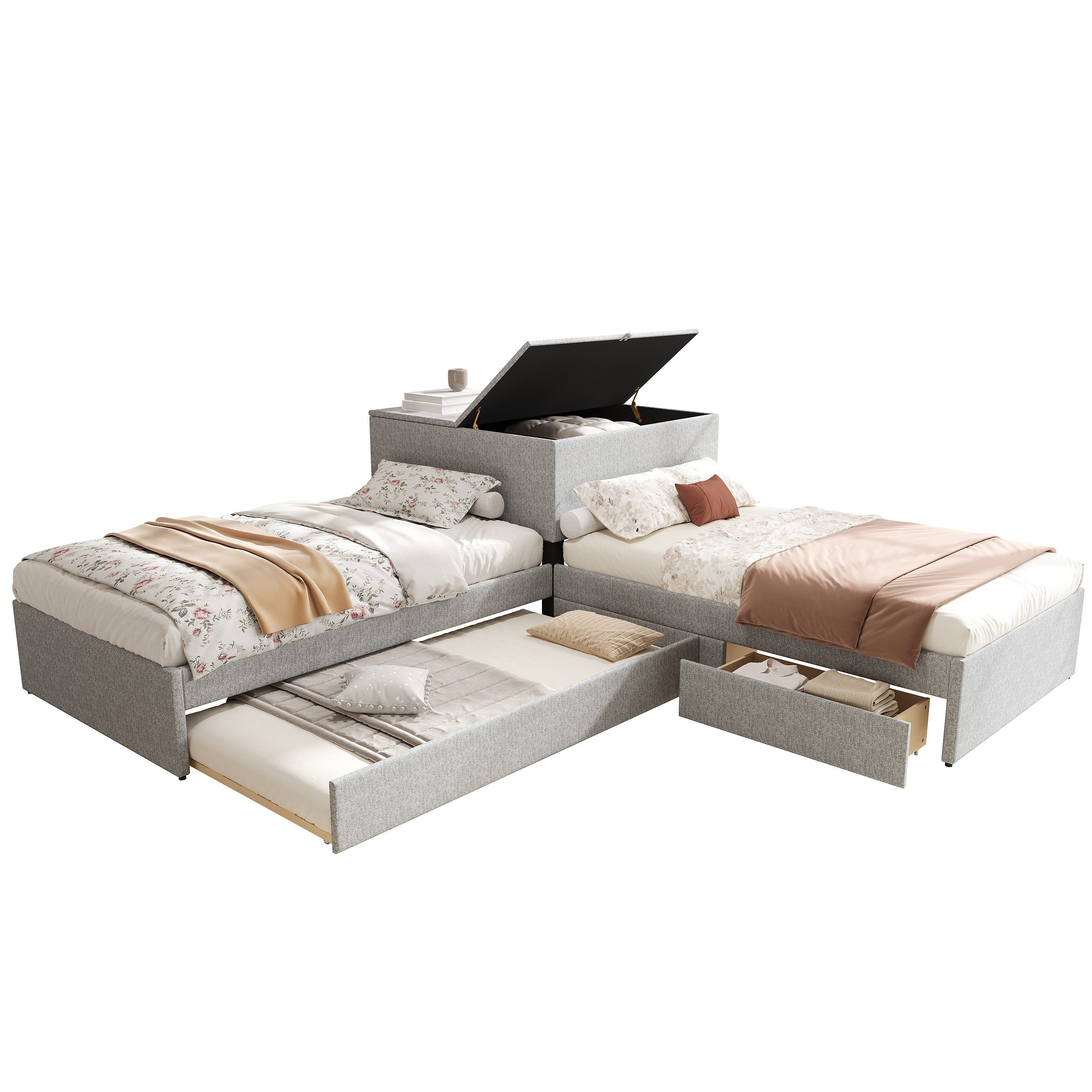 Odikalo Ausziehbett Polsterbett Daybett Eckbett 2*Einzelbett günstig online kaufen