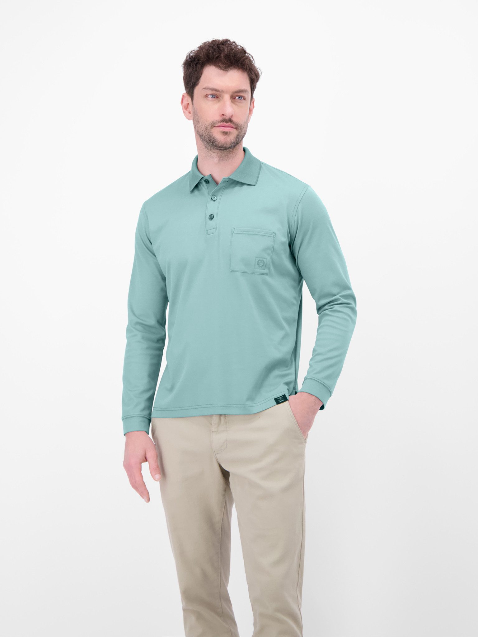 LERROS Langarm-Poloshirt mit Brusttasche und Logo-Badge günstig online kaufen