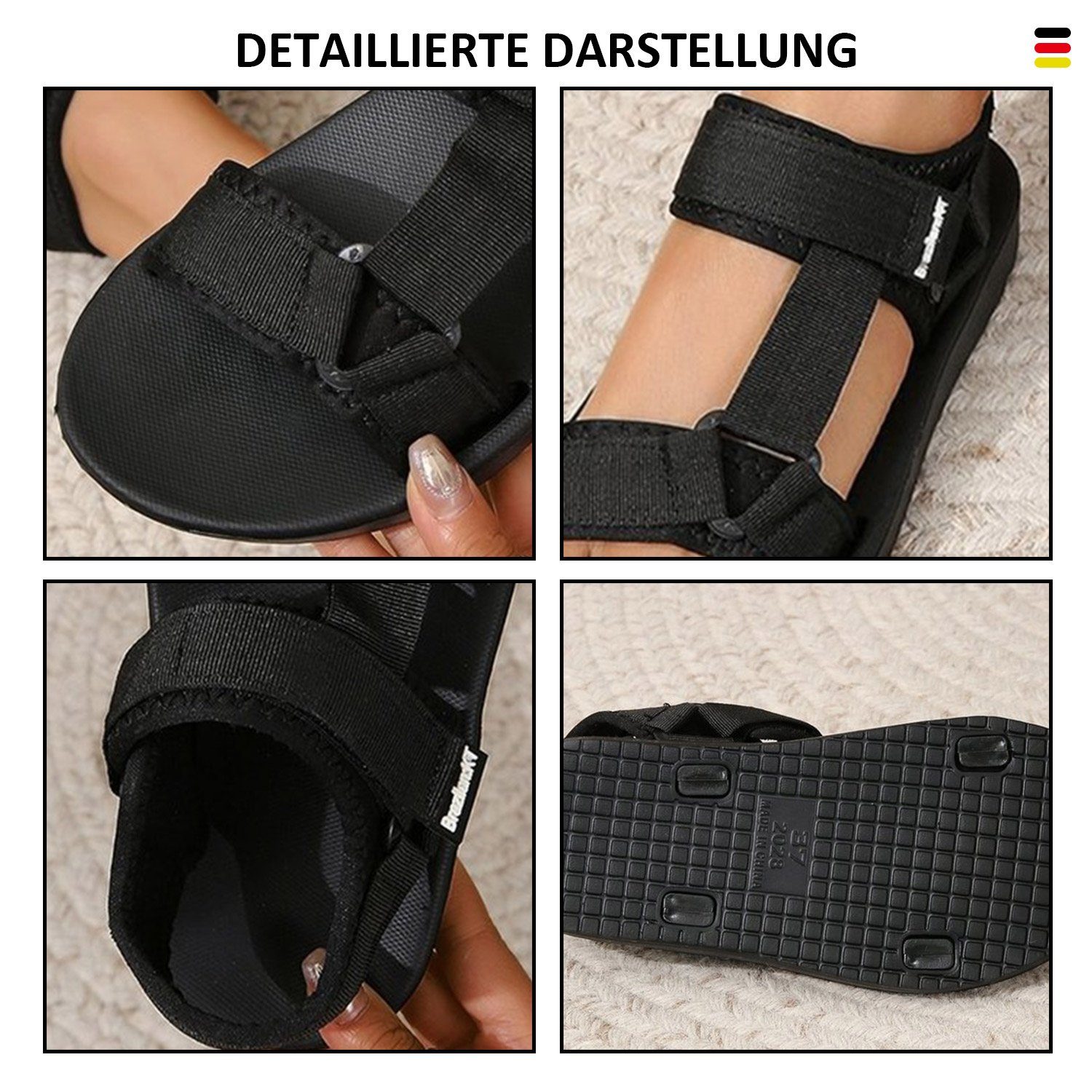 Wandersandalen, Trekkingsandale Sandalen Sandalen Sport leichte MAGICSHE Klettverschluss Sommerschuhe Outdoor Damen