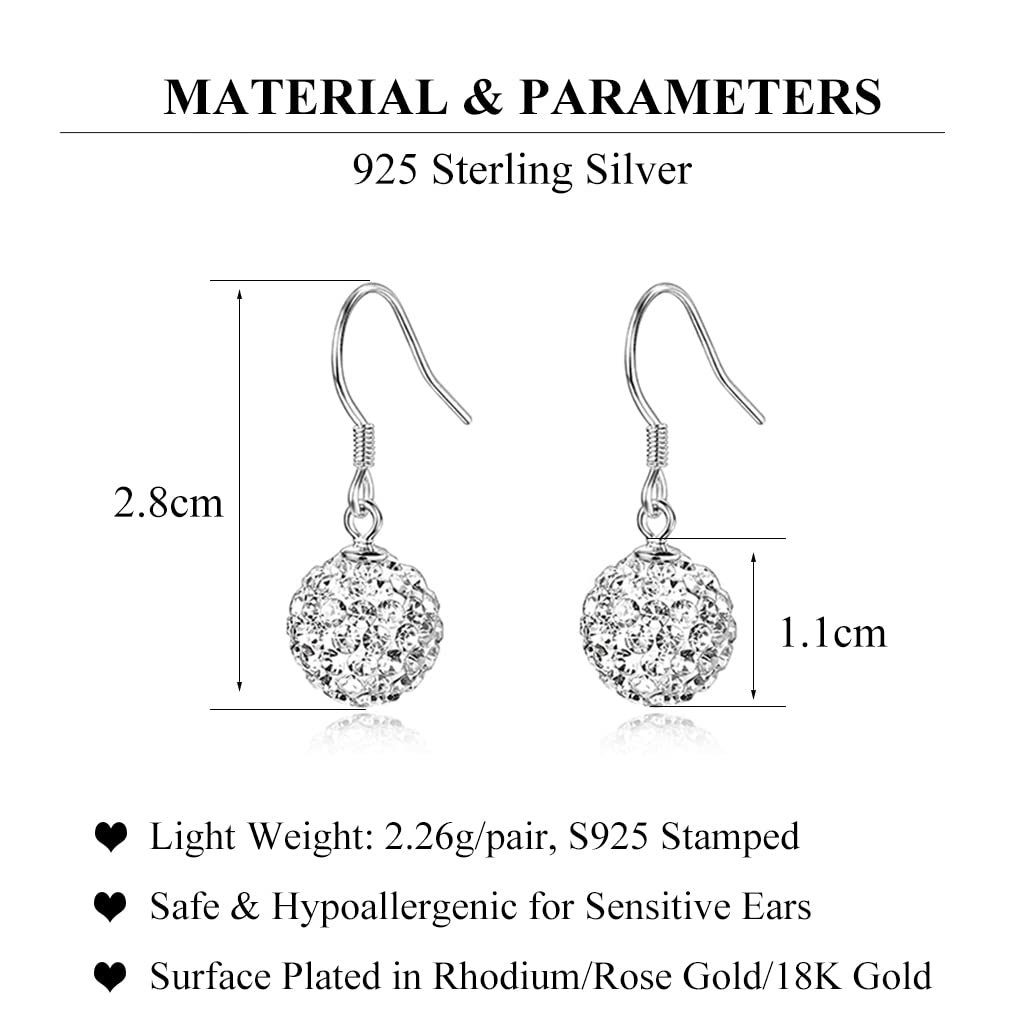 POCHUMIDUU Paar Ohrhänger Funkelnde Silber Ohrringe Mädchen! und mit Sterling (2-tlg), Kugelohrringe 925 Diamanten für Frauen