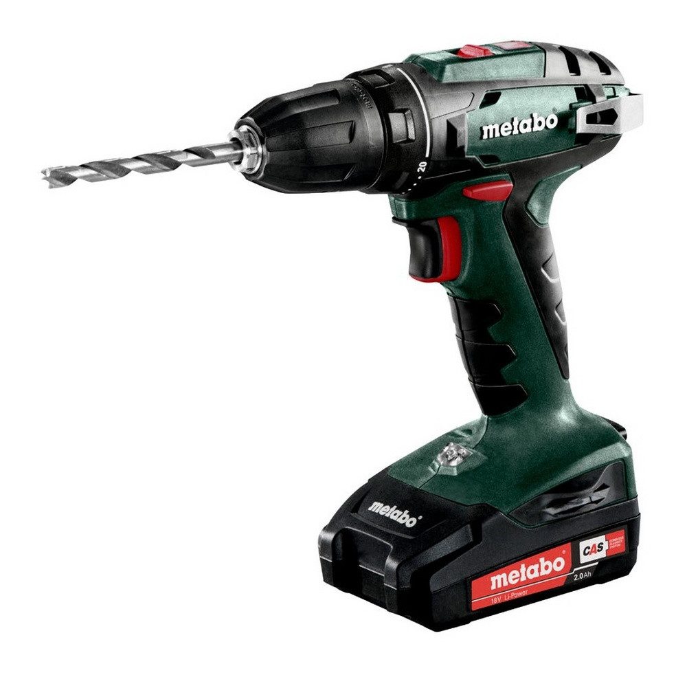 metabo Akku-Bohrschrauber BS 18, 18 V, Bohrmaschine 2 x 2 Ah Li-Ion im Kunststoffkoffer