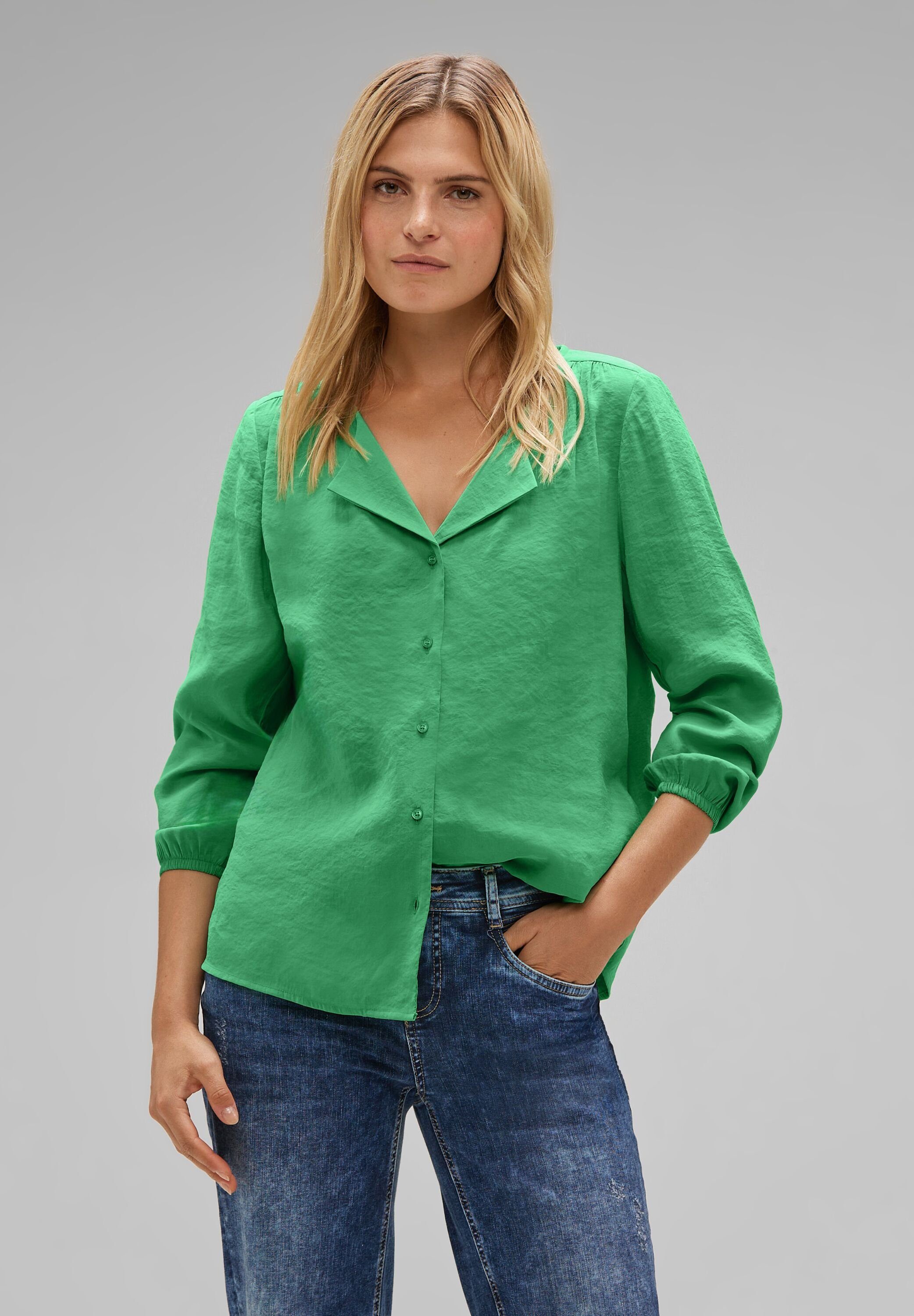 STREET ONE Langarmbluse in Unifarbe fresh gentle green | Blusen