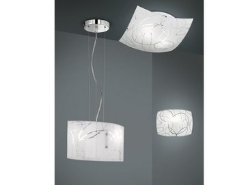 meineWunschleuchte LED Deckenleuchte, LED wechselbar, Warmweiß, Deckenschalen flach eckig Lampenschirm Glas mit Silber Weiß, Ø30cm