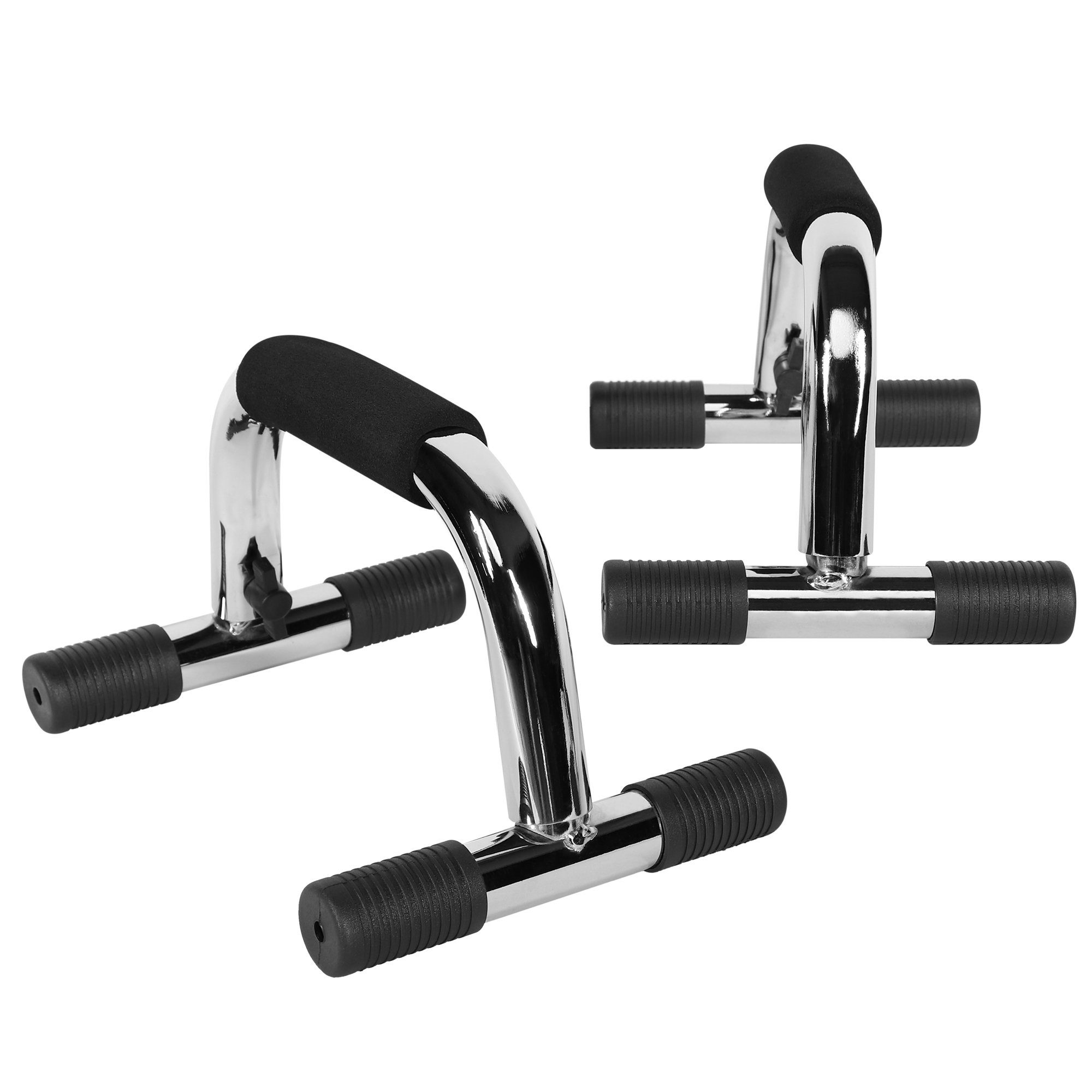 Liegestützgriffe 2er Set, rutschfest, Verchromt, Ergonomisch, Schaumstoffgriff