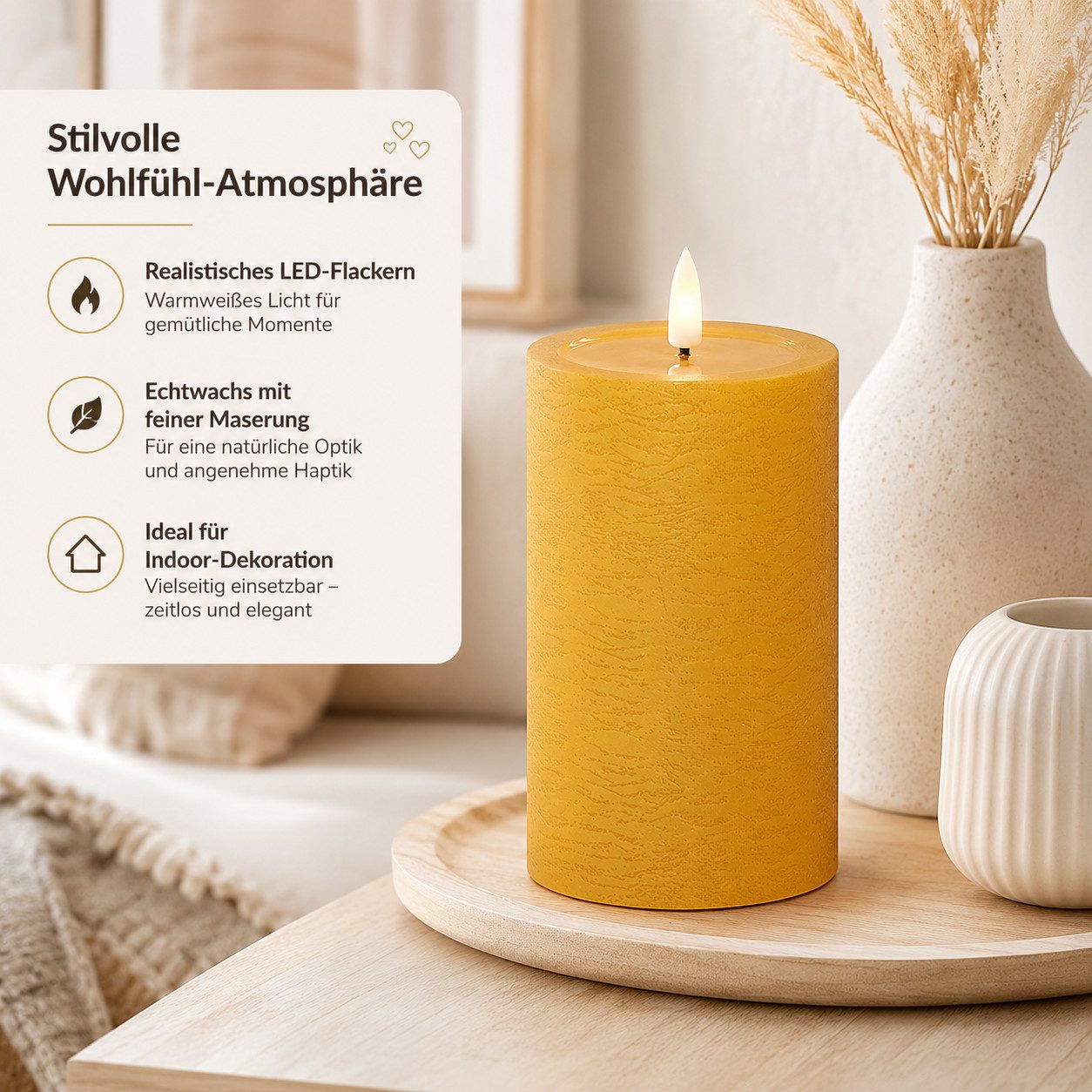 ReWu LED-Kerze Deluxe Homeart Unique Stumpenkerzen