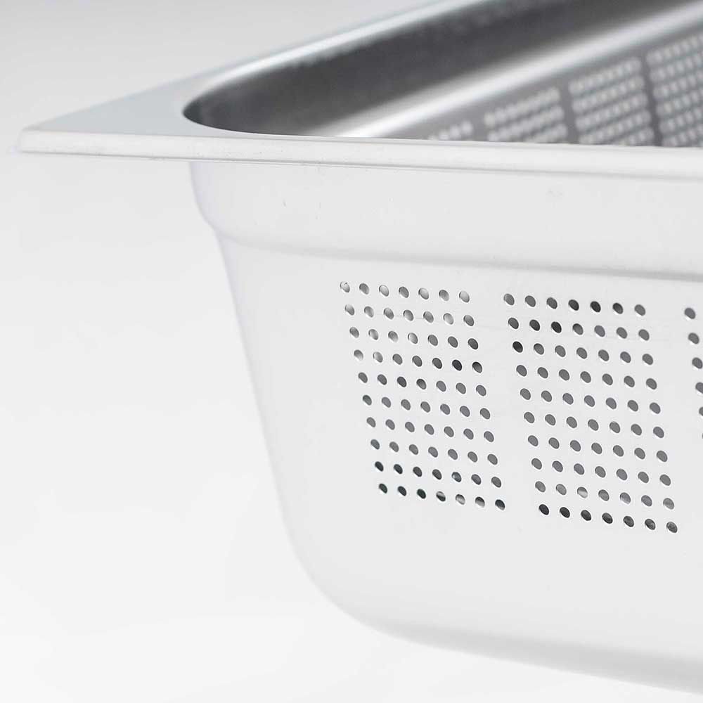 Morleos Thermobehälter GN-Behälter gelocht1/2 100mm, Edelstahl, (Stück, 1-tlg., Behälter), Gastronombehälter, gelocht