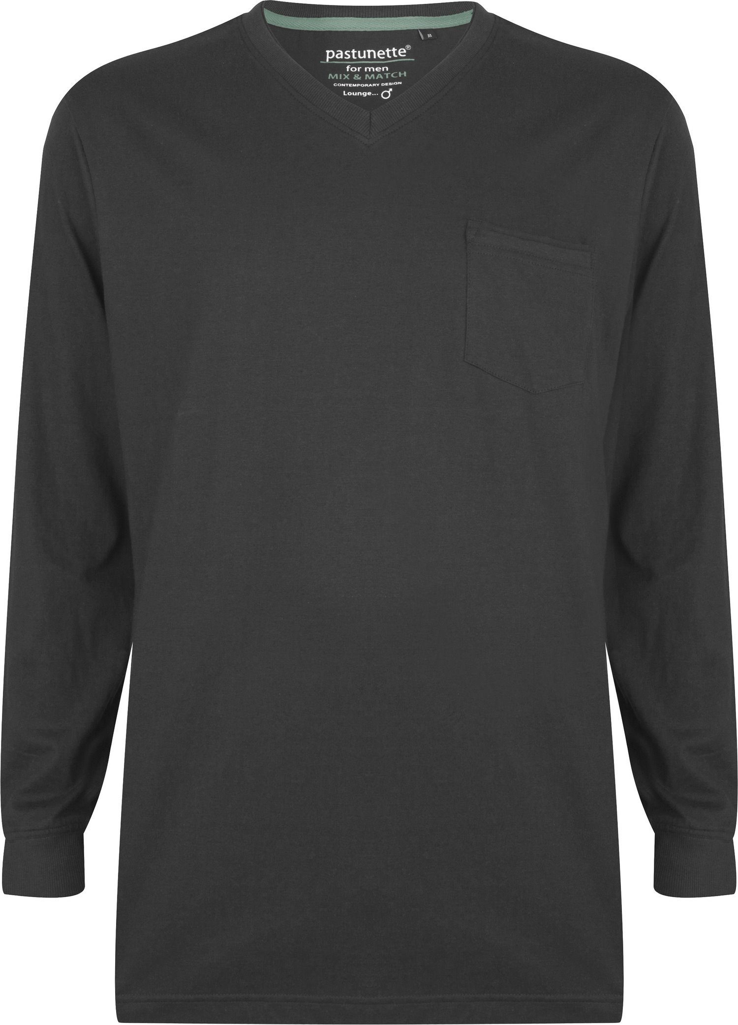 Oberteil Pastunette (1-tlg) Herren Schlafanzug grey Pyjamaoberteil dark Baumwolle