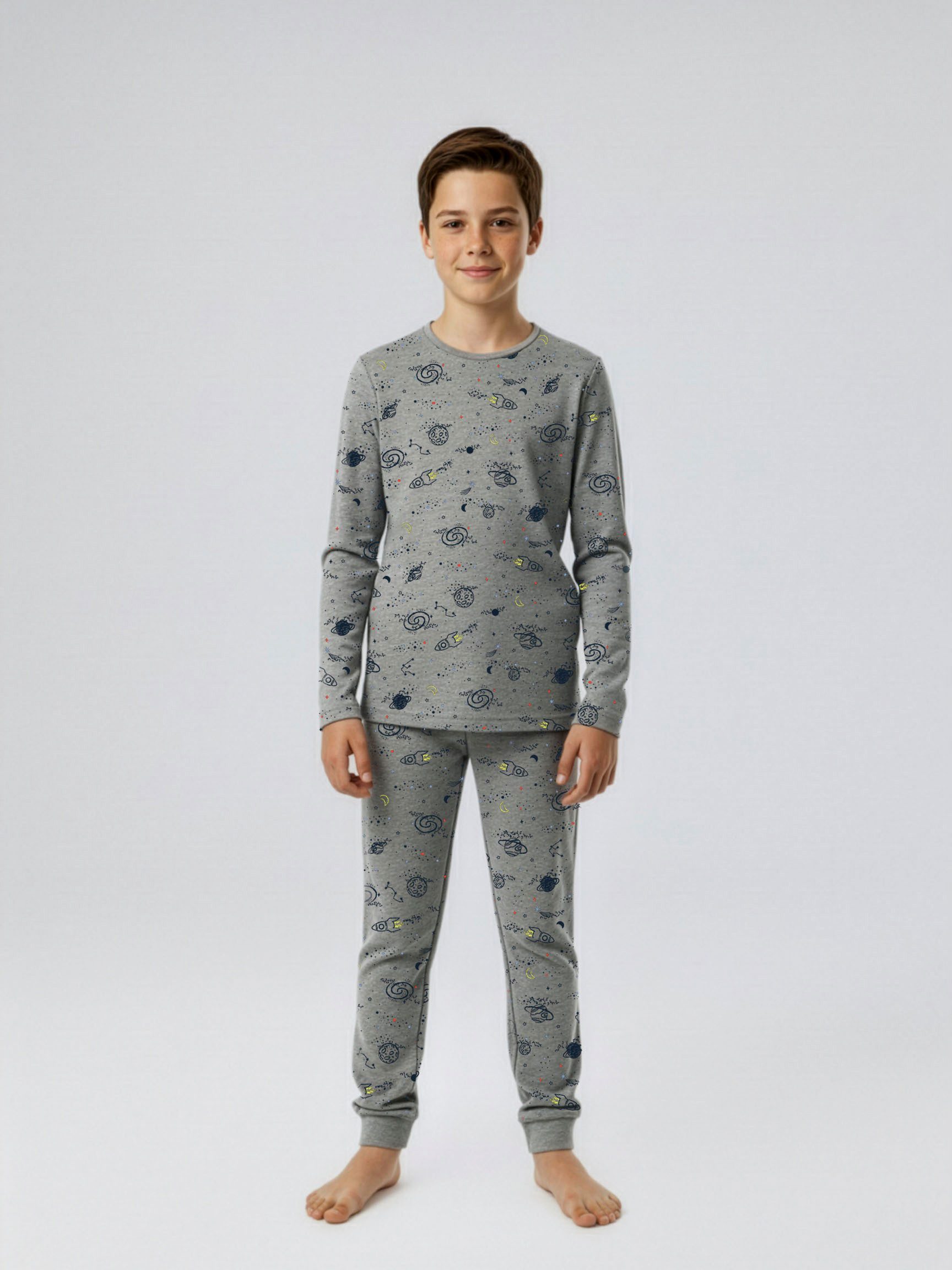Name It Schlafanzug NKMNIGHTSET GREY SPACE NOOS (Set, 2 tlg)