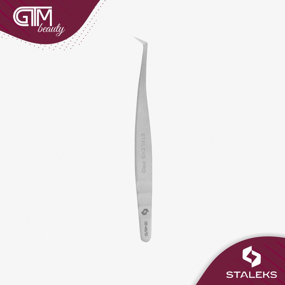 STALEKS Augenbrauenpinzette EXPERT 40 TYP 12, Mega-Volumen Pinzette, L-shaped, 65°, 1-tlg., ebogene Pinzette/Mega Volume“Boot“
