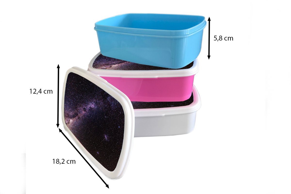 rosa der Snackbox, für Kinder, Galaxie Lunchbox Brotdose in (2-tlg), Erwachsene, Mädchen, Brotbox Kunststoff MuchoWow Nacht, Kunststoff,