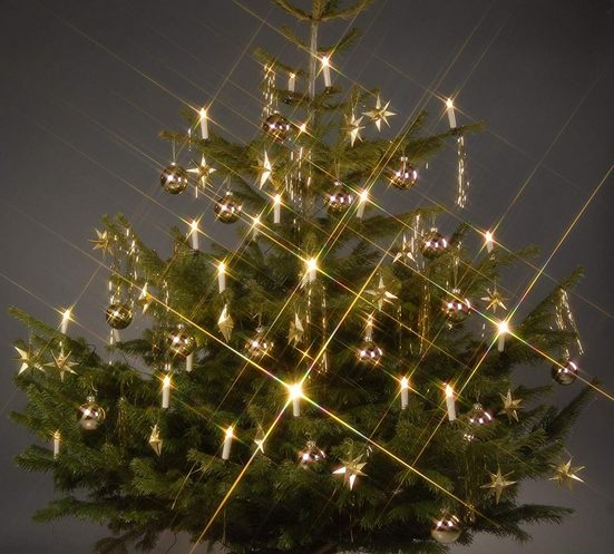 TRANGO LED-Christbaumkerzen »LED Weihnachtskerzen«, 24-flammig, TG340146 warmweiß leuchtend 24 LED Weihnachtskerzen mit Stecksystem Innenbereich Weihnachtsbeleuchtung, Lichterkette