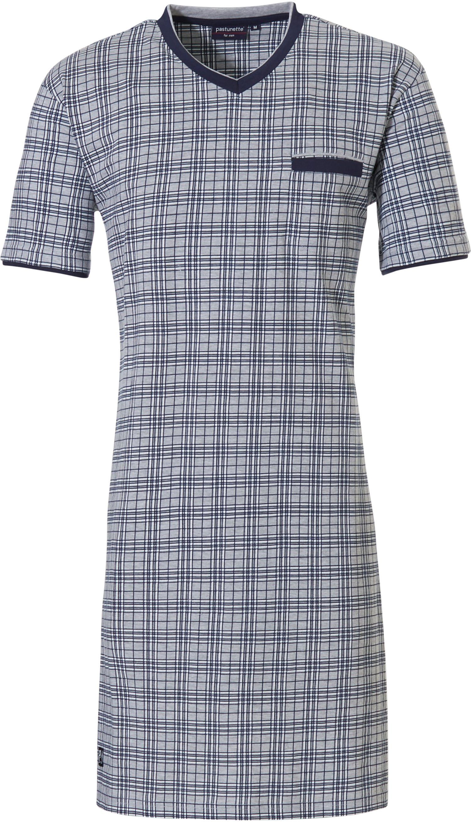 kurzem Herren (1-tlg) grey Arm Baumwolle Nachthemd mit Pastunette Nachthemd