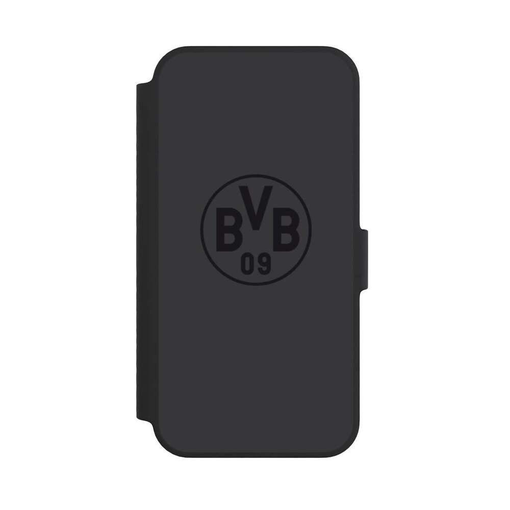 NIVOCASE Handyhülle Borussia Dortmund Logo BVB BVB Grau, Apple iPhone 14 Klapphülle Handyhülle aus Kunst Leder NIVOflip schwarz