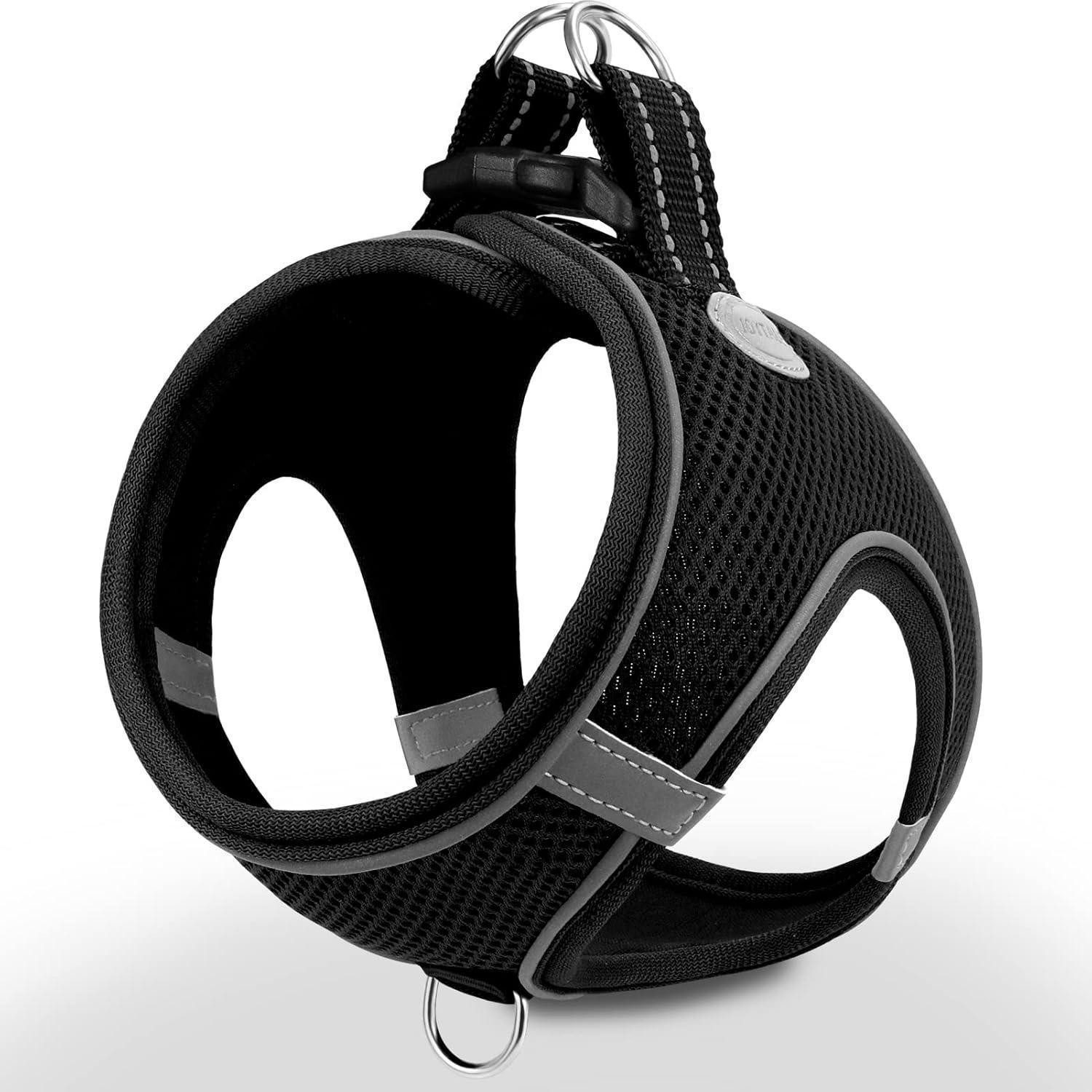 LuxusKollektion Hunde-Geschirr Brustgeschirr Reflektierend Atmungsaktiv Mesh L-Brust:47-55cm Schwarz