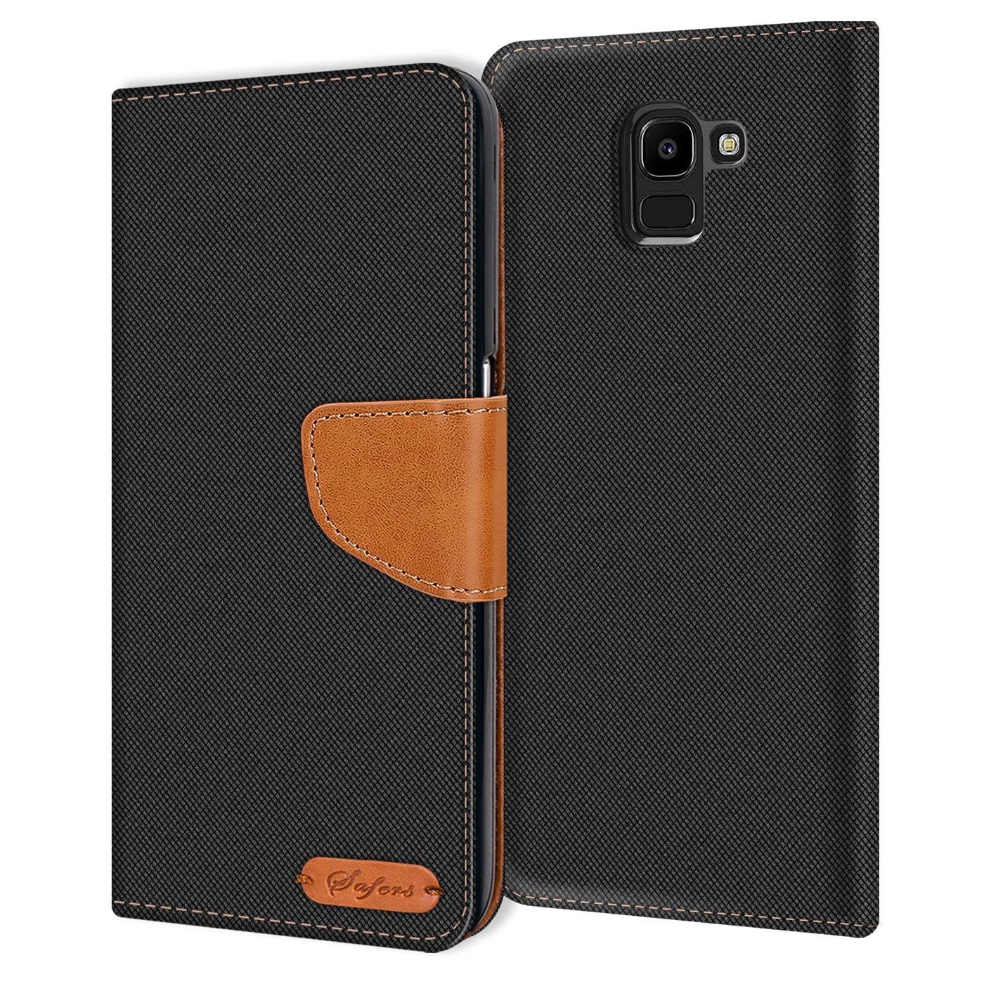 CoolGadget Handyhülle Denim Schutzhülle Flip Case für Samsung Galaxy J6 2018 5,6 Zoll, Book Cover Handy Tasche Hülle für Samsung J6 2018 Klapphülle