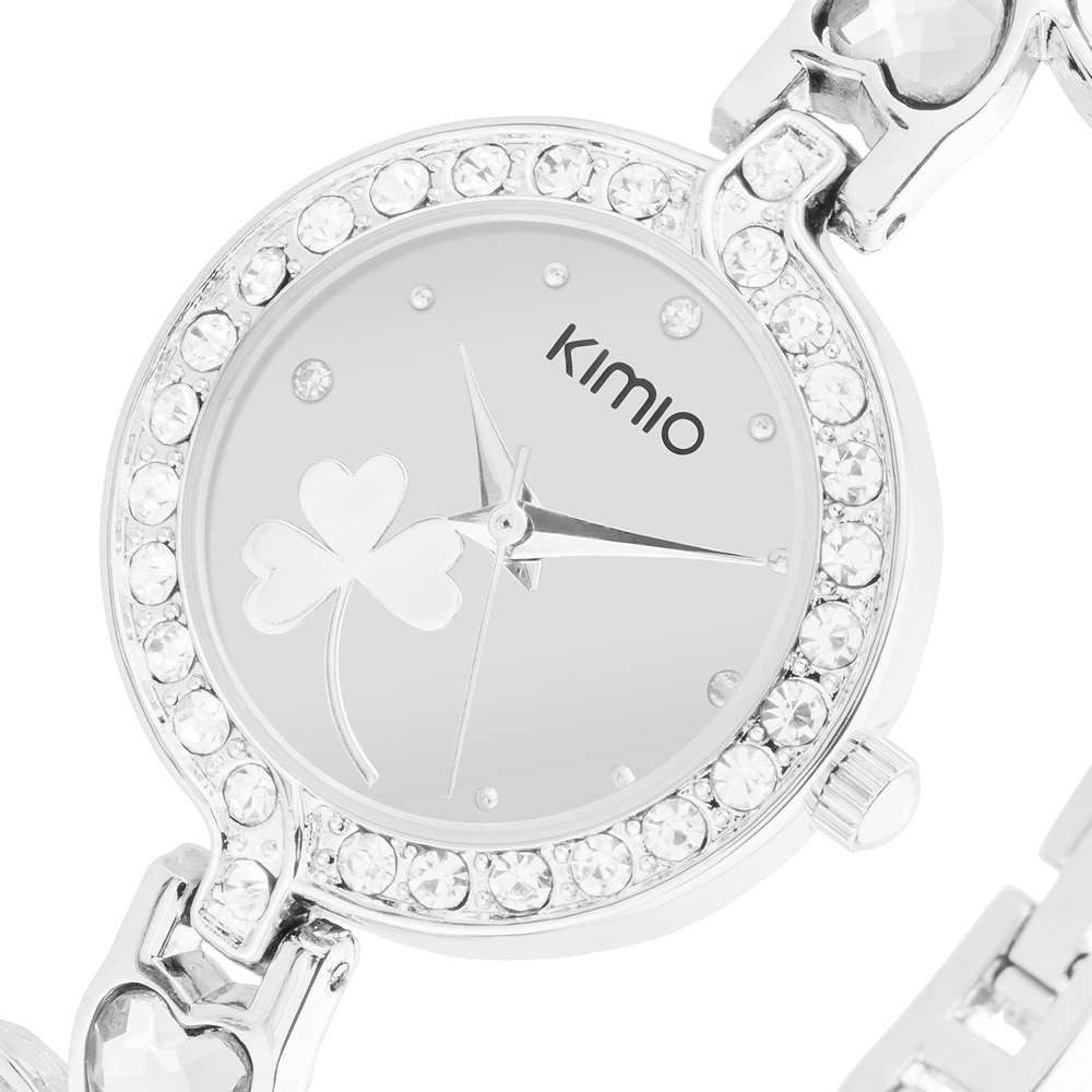 Taffstyle Quarzuhr Damen Armbanduhr mit Kristallen und Glücksbringer Kleeblatt, (Elegante Damen Uhr mit Kleeblatt Design und Metallarmband - Geschenkidee)