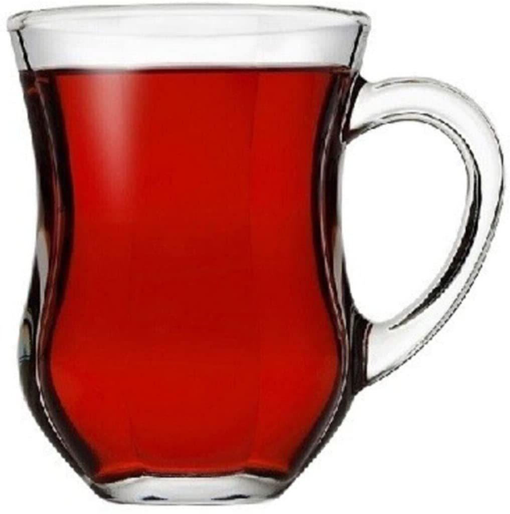 Teeglas Dem Glas, 6 Stück (140 cc) Teegläser mit Henkel & Griff Cay Bardagi
