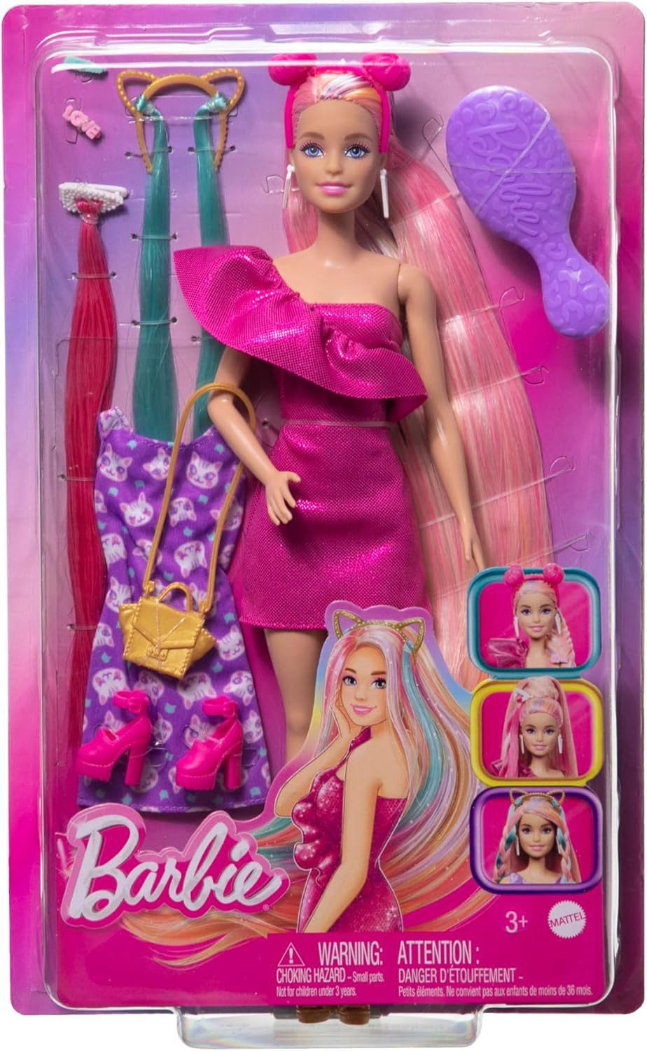 Mattel® Anziehpuppe Mattel JDC85 - Barbie Haarspiel Puppe mit Katzen-Outfit