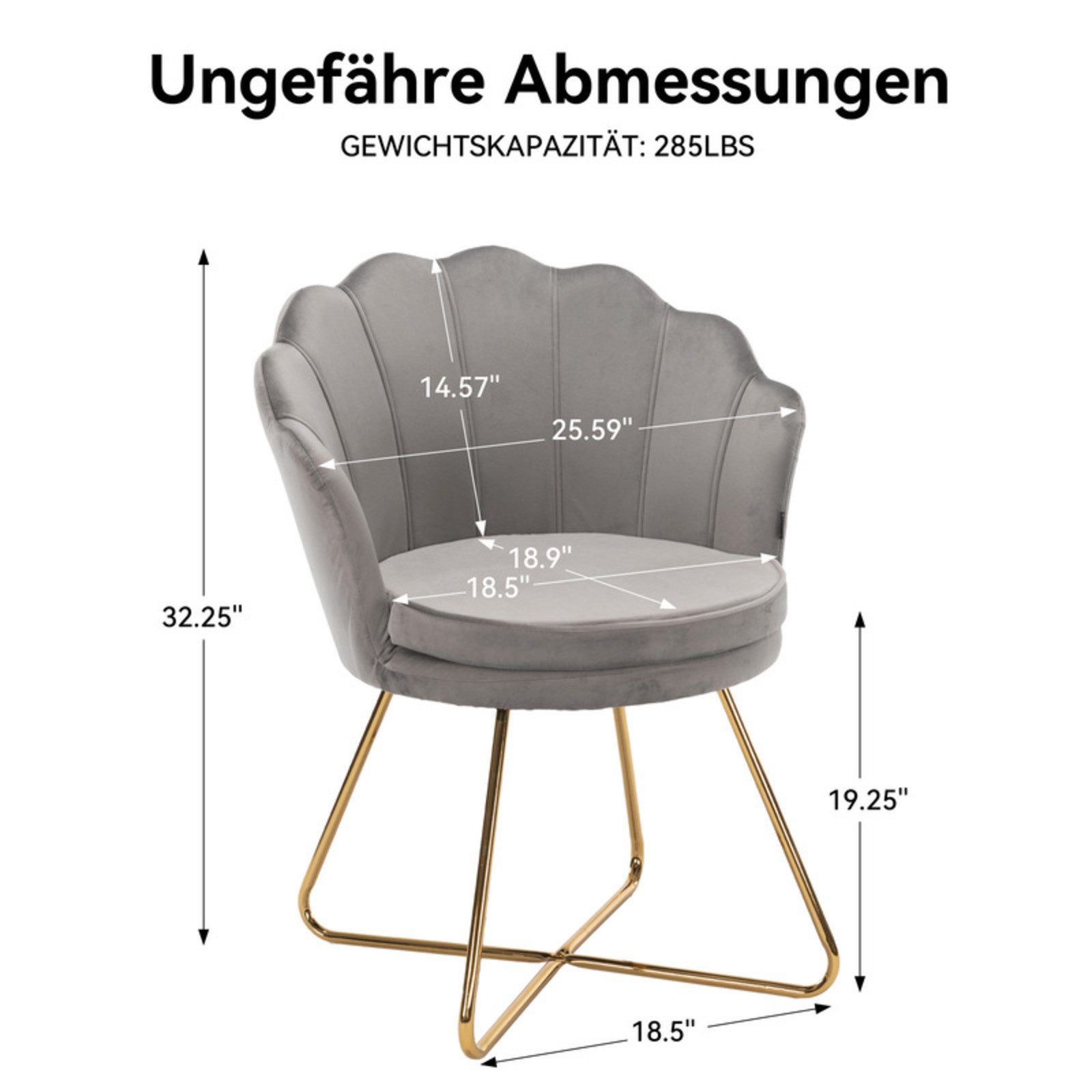 HawthyHome Polsterstuhl Polstersessel mit Blütenblatt-Rückenlehne & Goldene günstig online kaufen