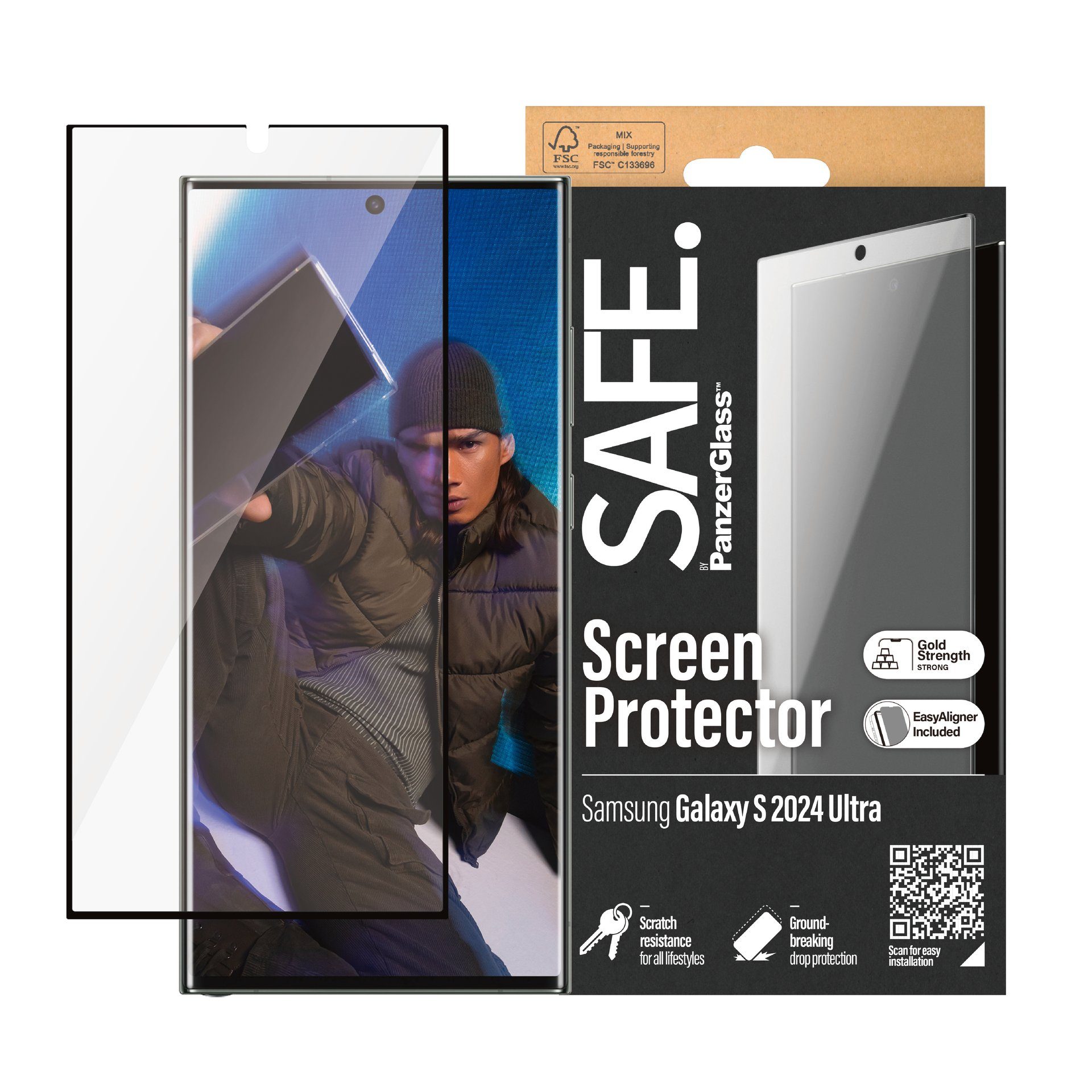 COFI 1453 Schutzglas für Samsung Galaxy S24 Ultra mit Kleber & UV 3D  Curved, Displayschutzglas, 1 Stück