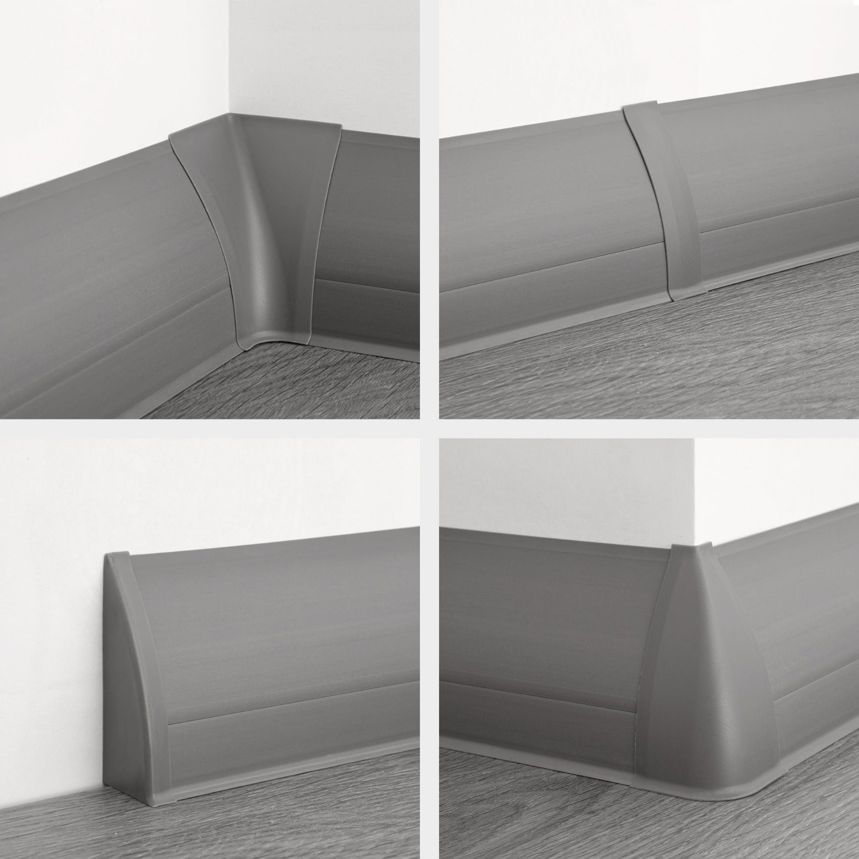 Lemal Sockelleiste, PVC Fußleisten 60x26mm mit Kabelkanal - (Endkappe links) Stuckprofil Schutzleiste Schutzprofil