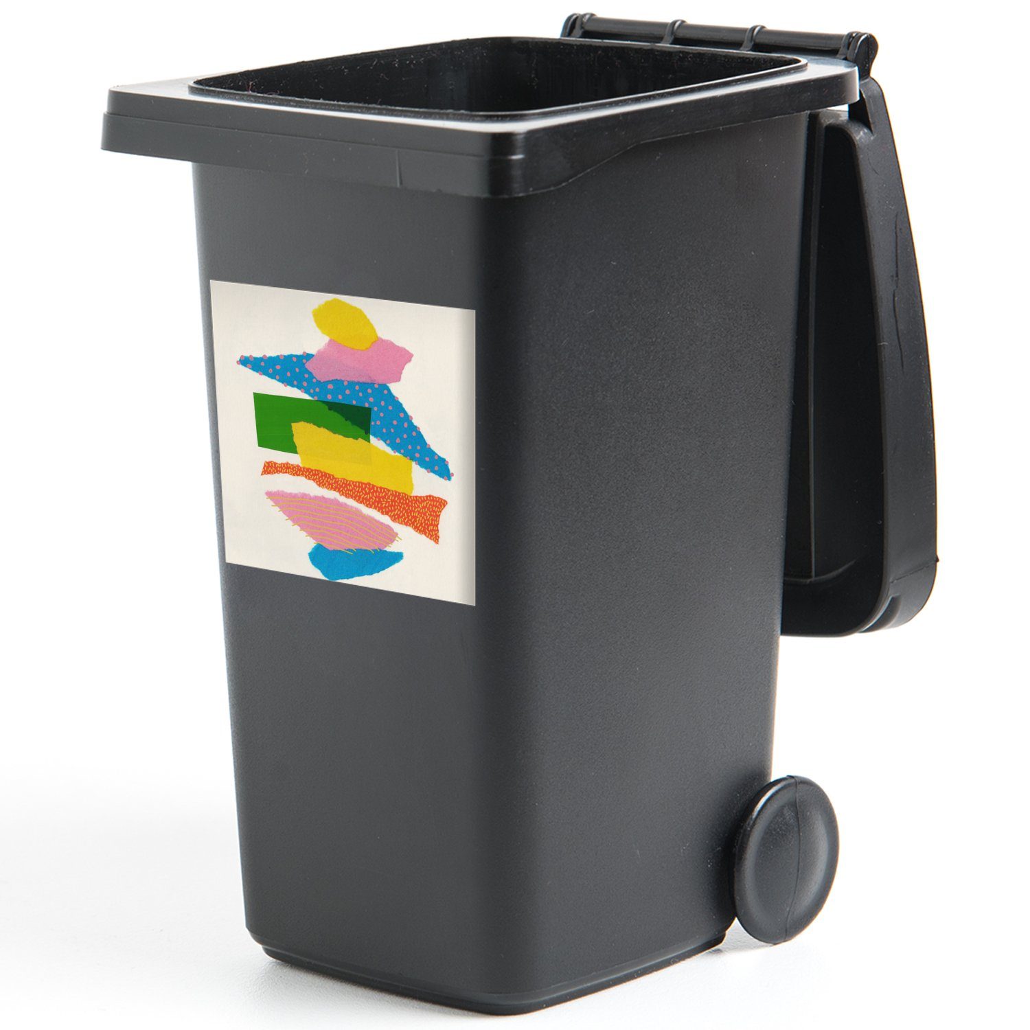 Wandsticker - Container, Abstrakt - Sticker, Regenbogen MuchoWow Mülltonne, Formen St), (1 - Abfalbehälter Kunst Mülleimer-aufkleber,