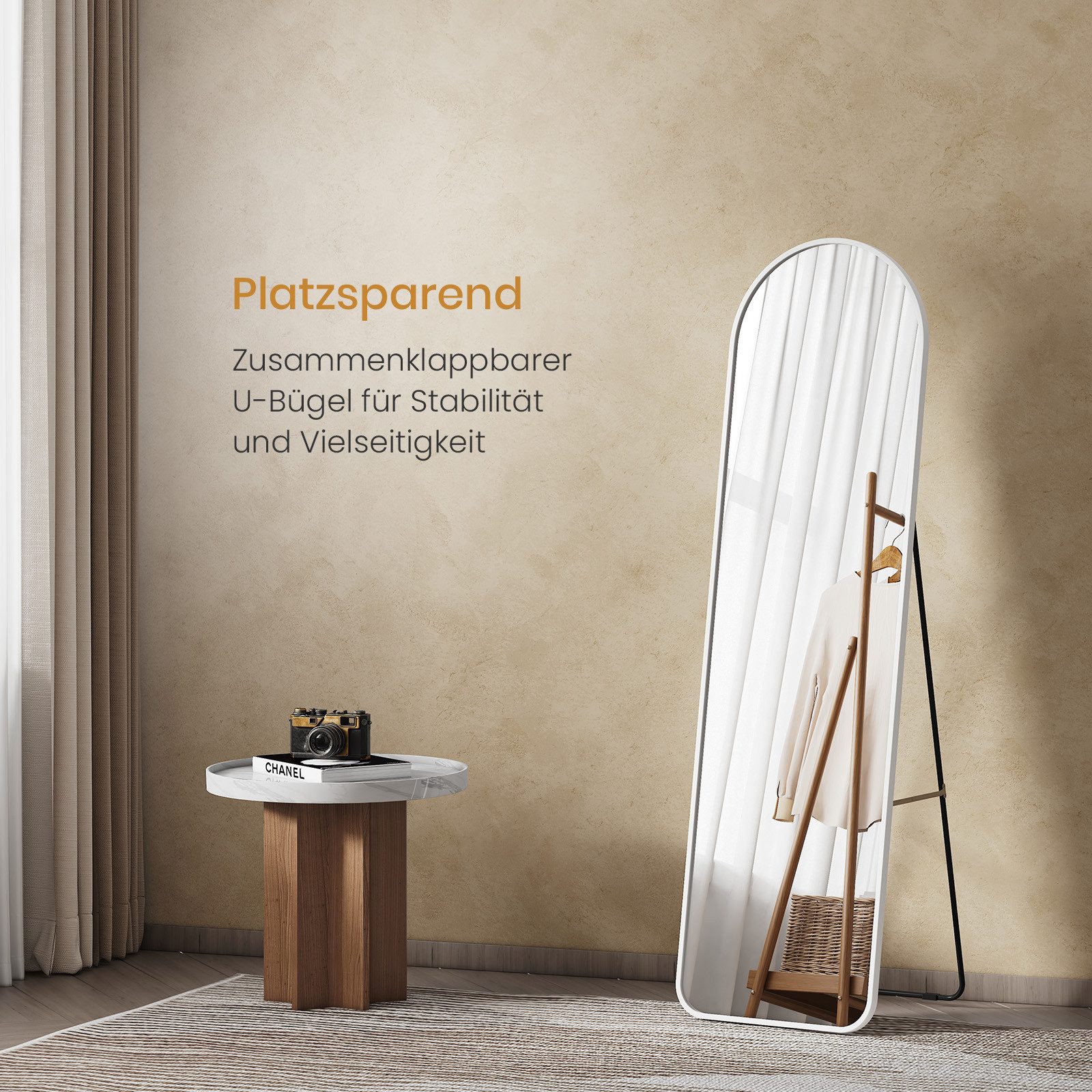 EMKE Standspiegel Bogen Standspiegel Ganzkörperspiegel mit Rahmen aus Alumi günstig online kaufen