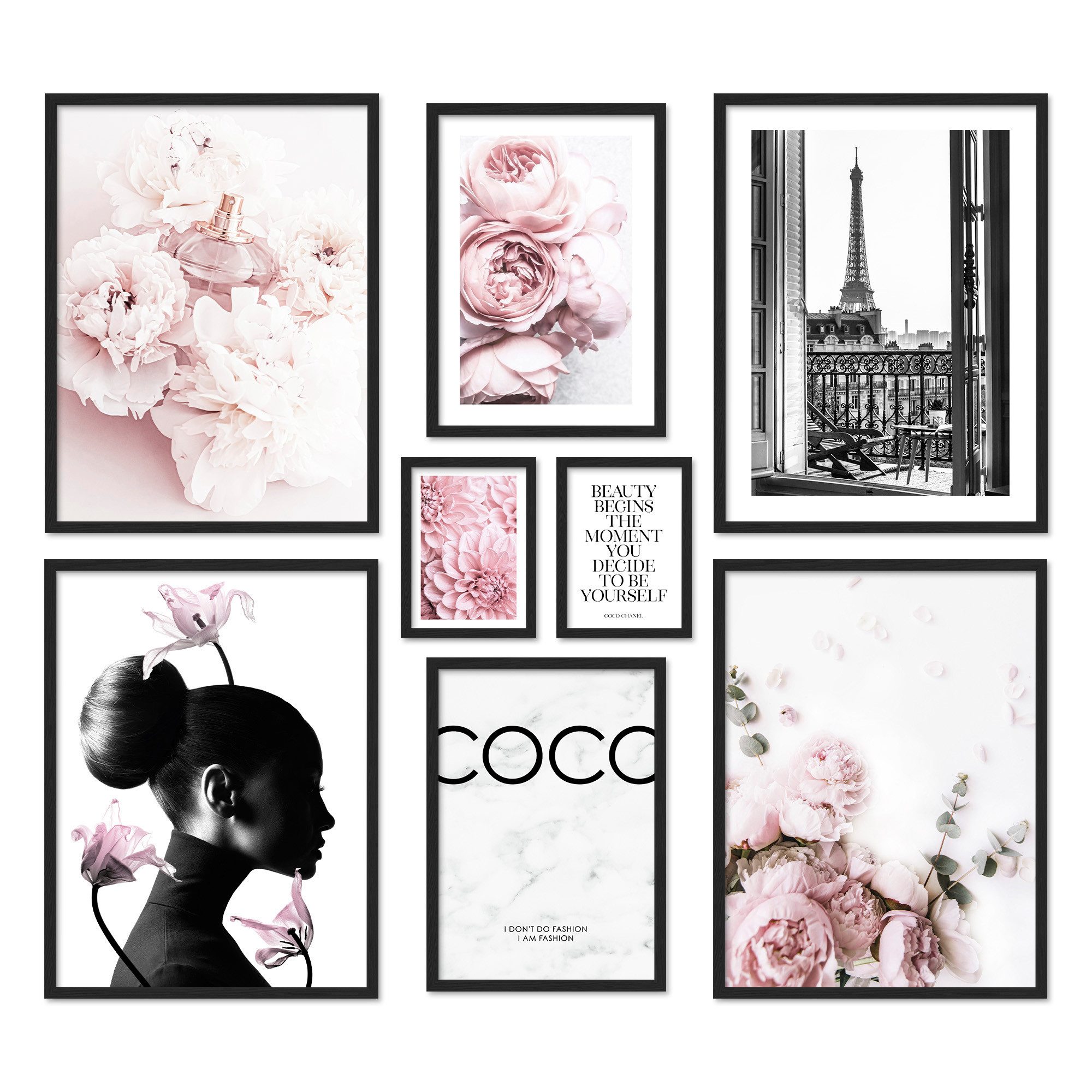 ARTFAVES Bilder-Collage Poster Set Coco I mehrteilige Bilderwand I Wandbilder Rosa, (Wandbilder)