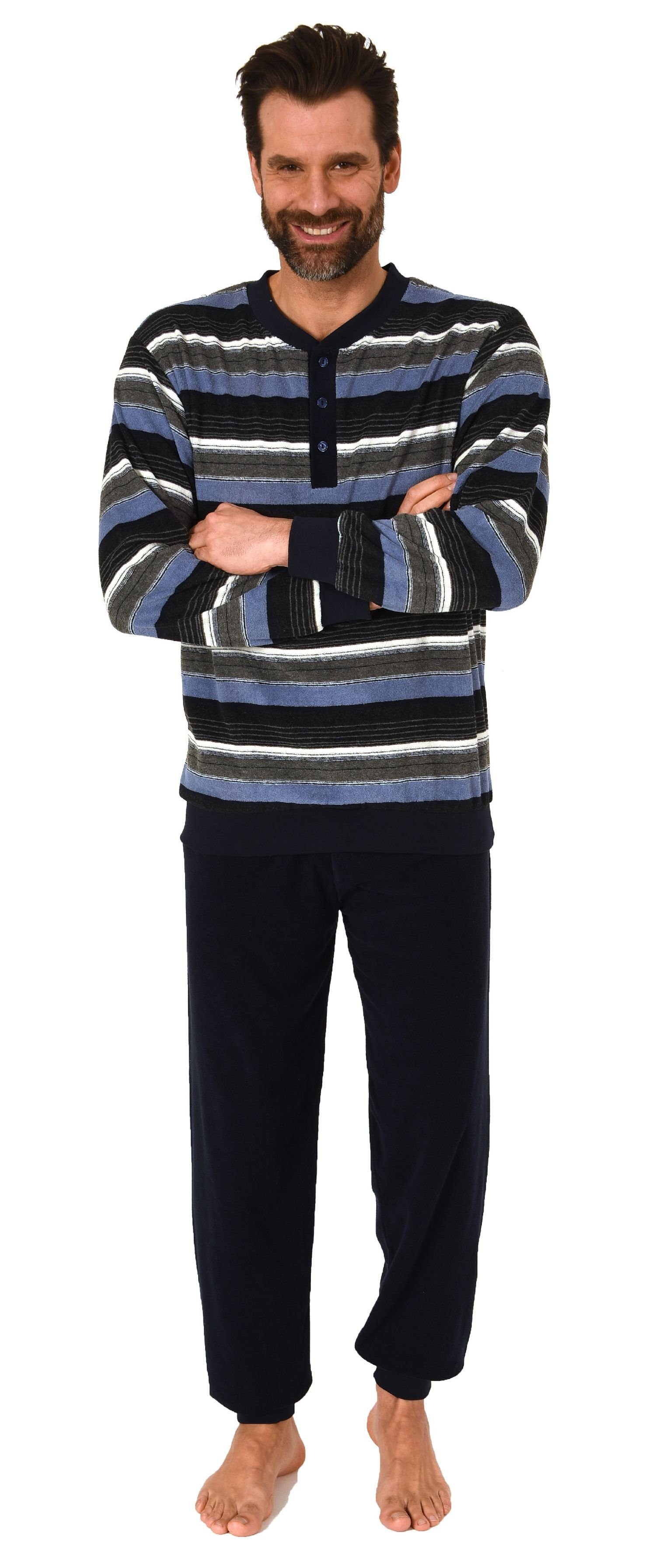 Normann Pyjama Herren Frottee langarm Schlafanzug günstig online kaufen