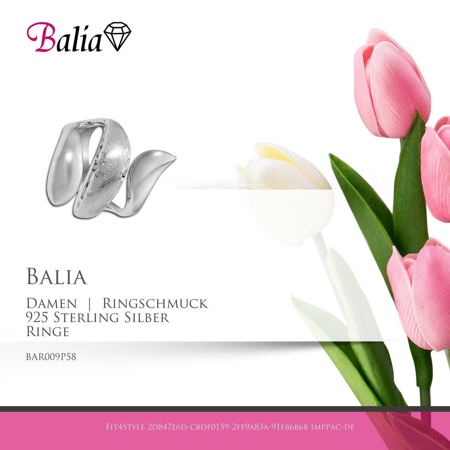 Balia Silberring Balia Ring Silber Schlange, für 58 (18,5), (Fingerring), diamantiert Damen Damen Ring Sterling 925
