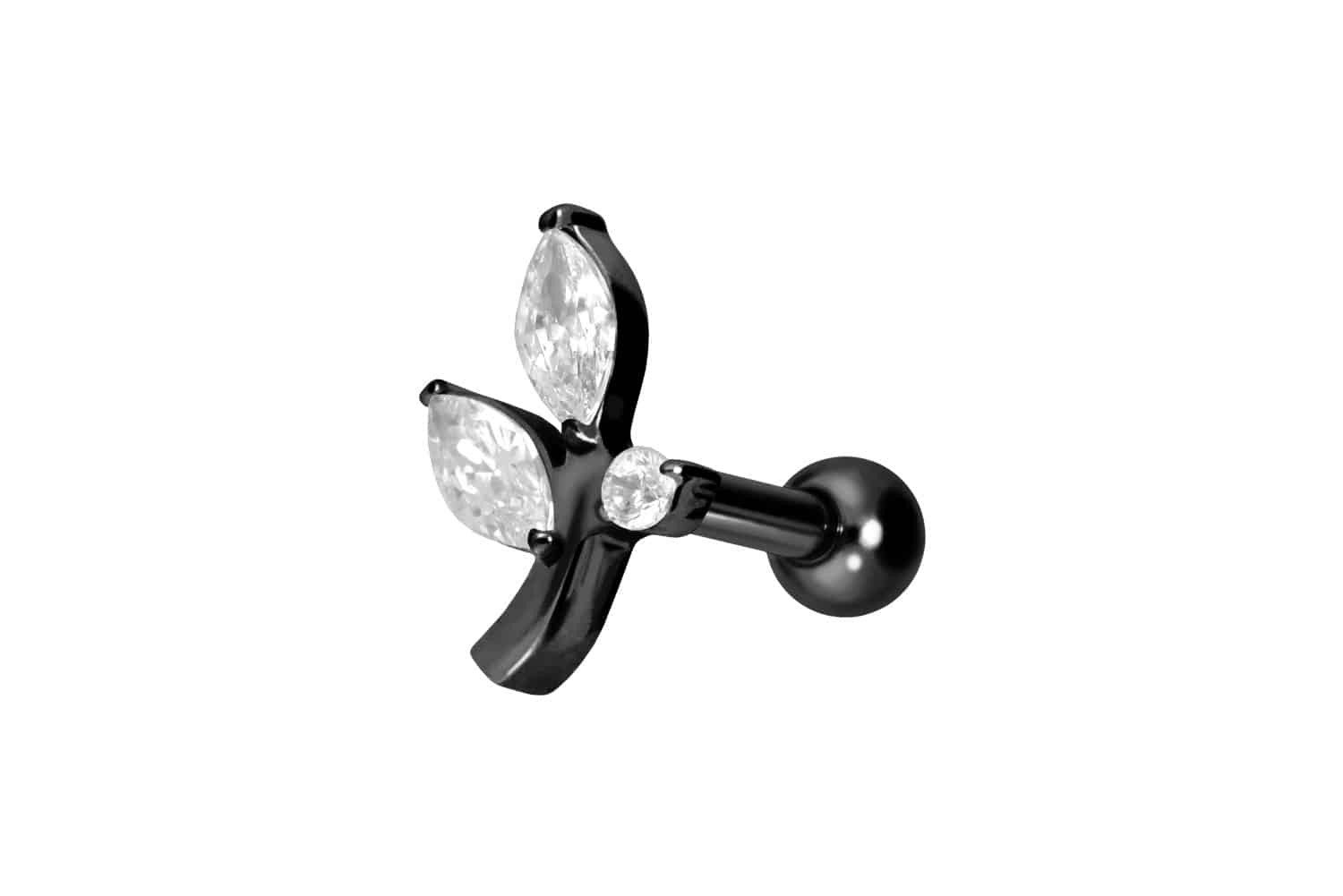 Piercing-Set Titan Ohrpiercing mit Innengewinde KRISTALLZWEIG