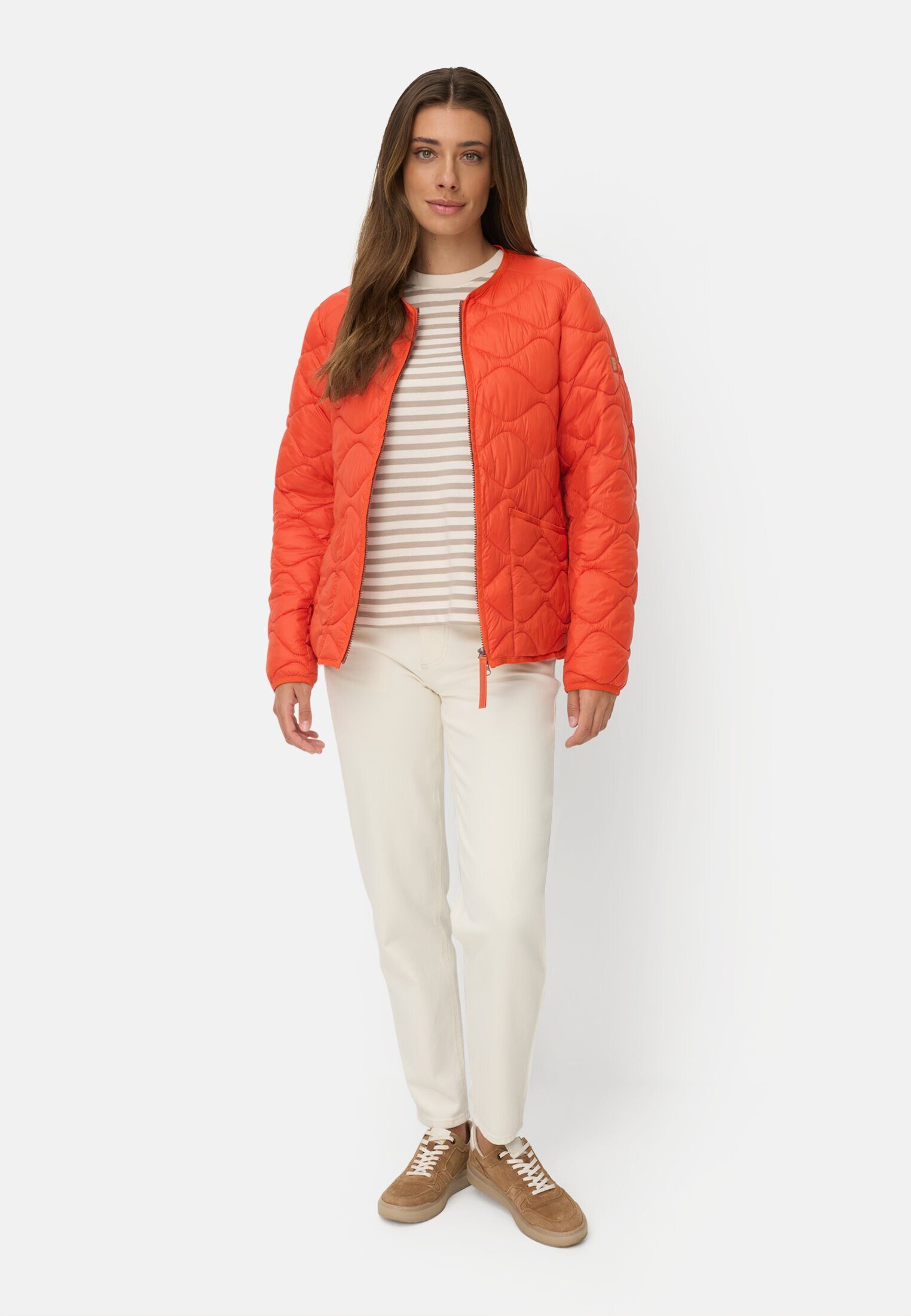 camel active Steppjacke mit 2-Wege Reißverschluss Langarm Markenlogo
