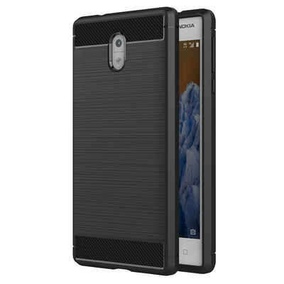 CoolGadget Handyhülle Carbon Handy Hülle für Nokia 3 5 Zoll, robuste Telefonhülle Case Schutzhülle für Nokia 3 Hülle