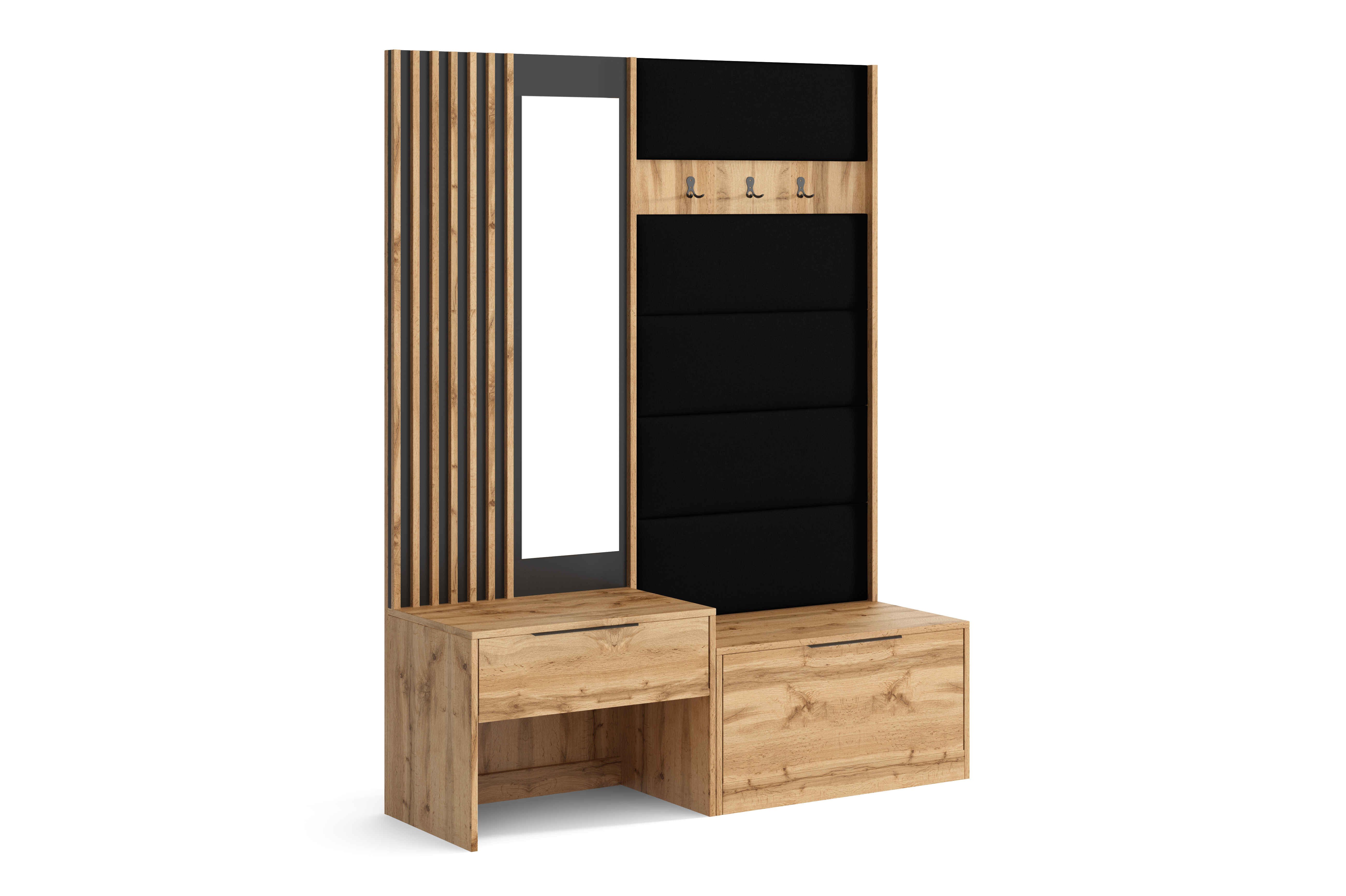 Masseno Garderobenschrank ZENO 148 x 190 cm Flurmöbel Garderoben-Set Eichefarben