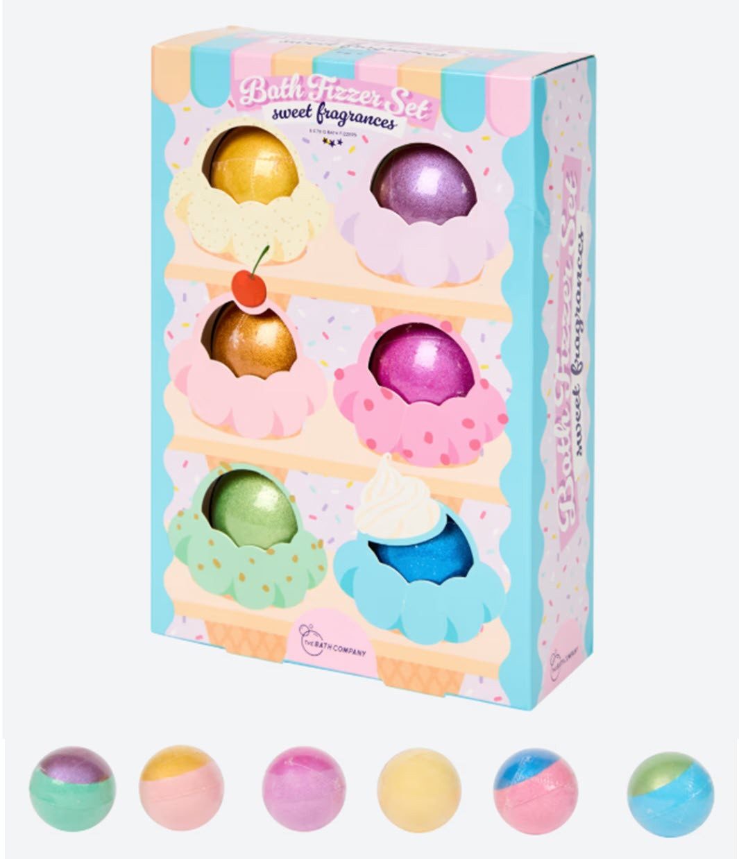 Spectrum Badekugel Sprudel Badekugeln 6 x 70 g Geschenkset Cupcake, 6-tlg.