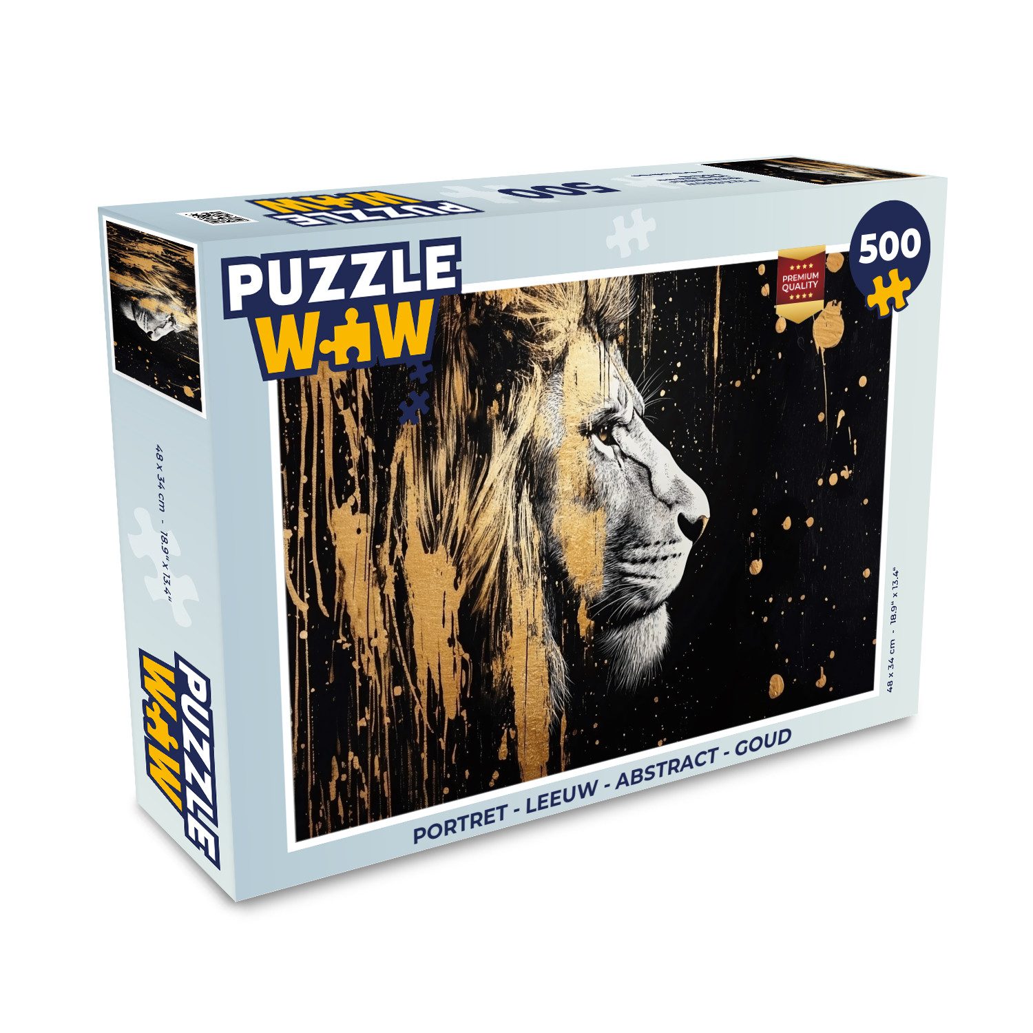 MuchoWow Puzzle Porträt - Löwe - Abstrakt - Gold, 500 Puzzleteile, Foto-Puzzle, Bilderrätsel, Puzzlespiele, Spielzeug
