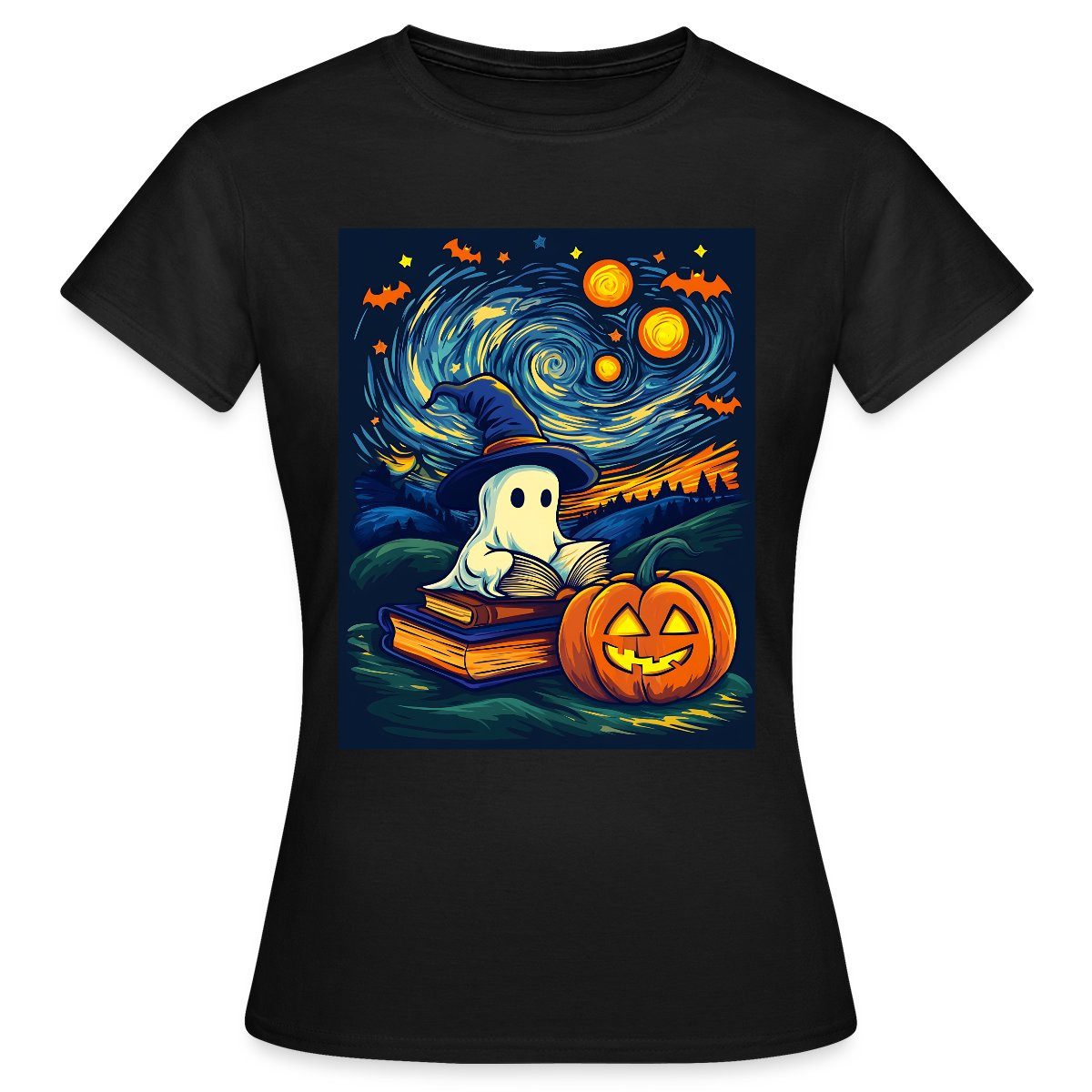 Spreadshirt T-Shirt Halloween Geist Sternennacht Frauen günstig online kaufen