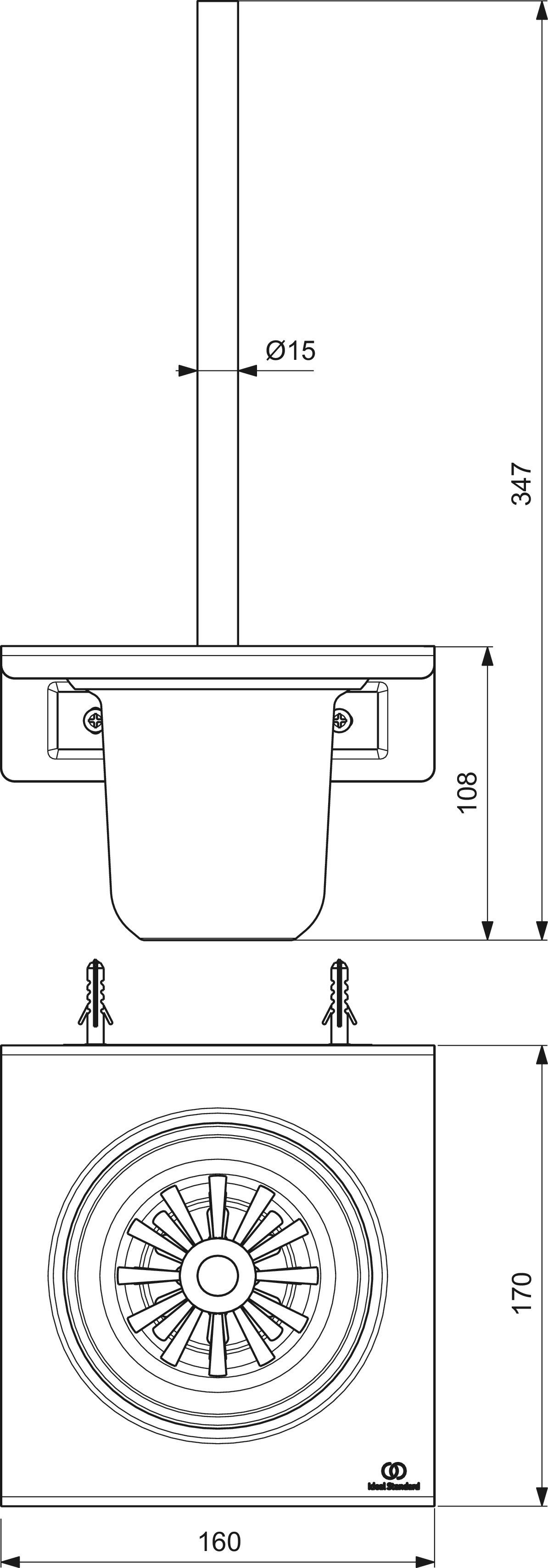 Ideal Standard WC-Reinigungsbürste Alu+, Bürstenbehälter herausnehmbar, Kernelemente aus recyceltem Aluminium