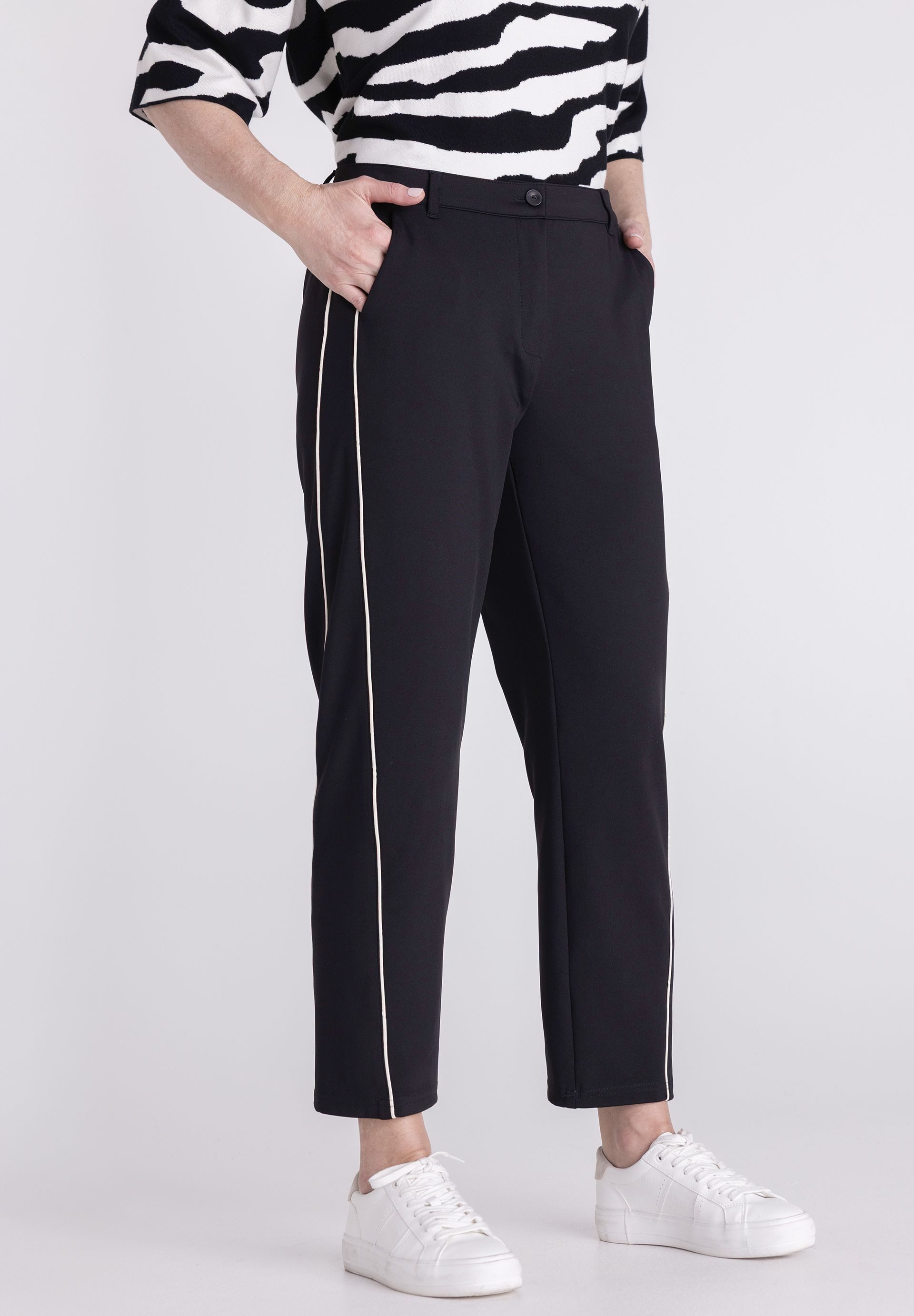 FRANK WALDER Leggings mit schmaler Kontrastpaspel